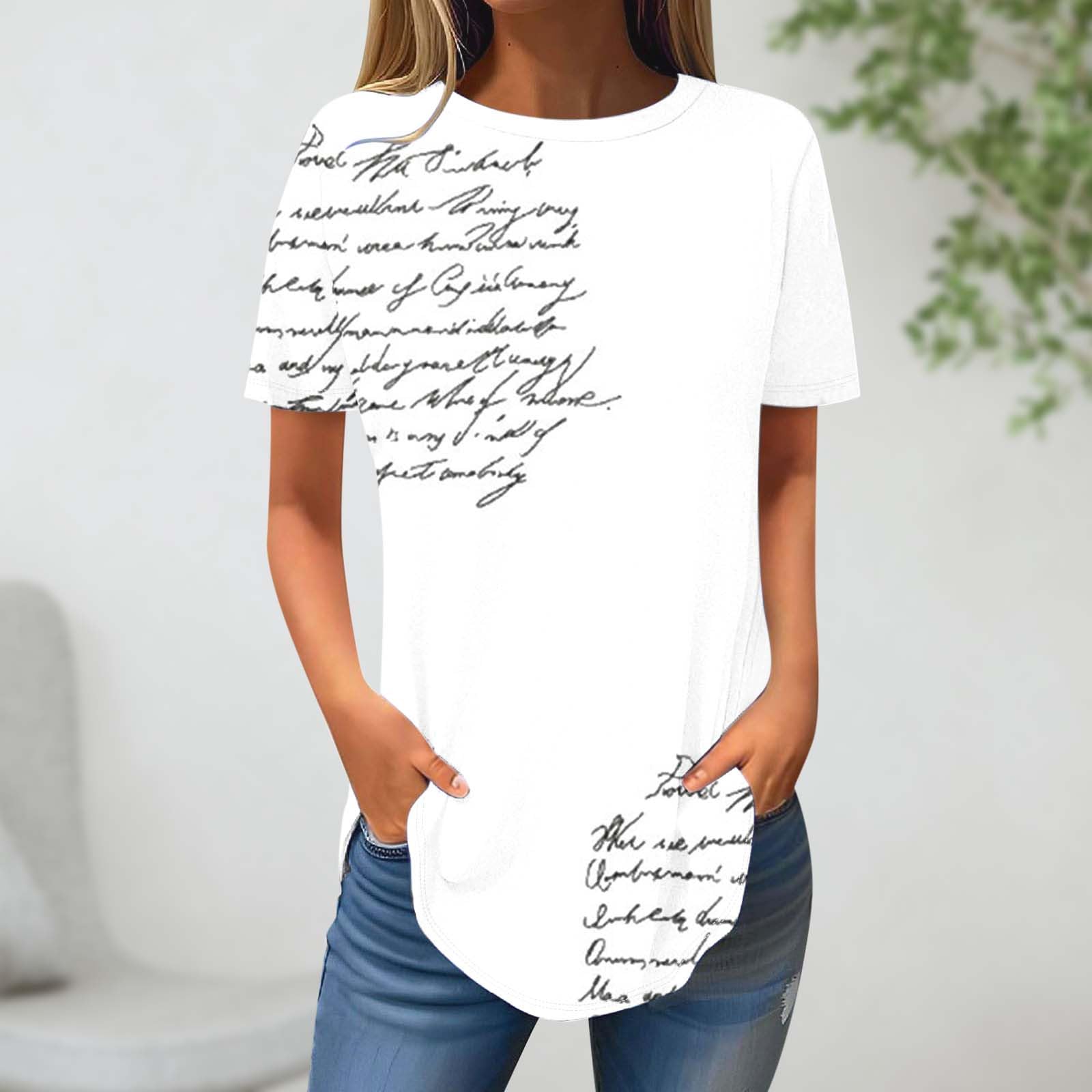 Trendy Women's Summer Tops 2024 - Newspaper Print Casual Shirt | Loose Fit Fashion Blouse for Going Out, Beach & Vacation | Stylish Daily Wear & Party Outfits