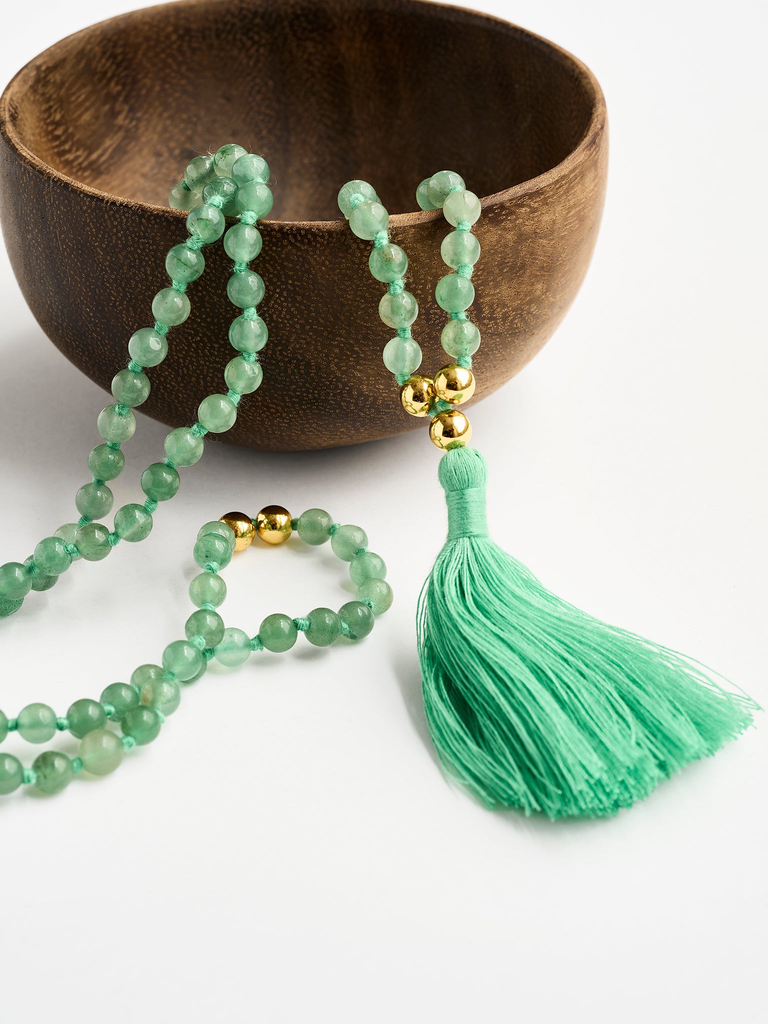 Green Aventurine Mala Bead Necklace - 108 Meditation Prayer Beads for Yoga, Mindfulness & Spiritual Healing