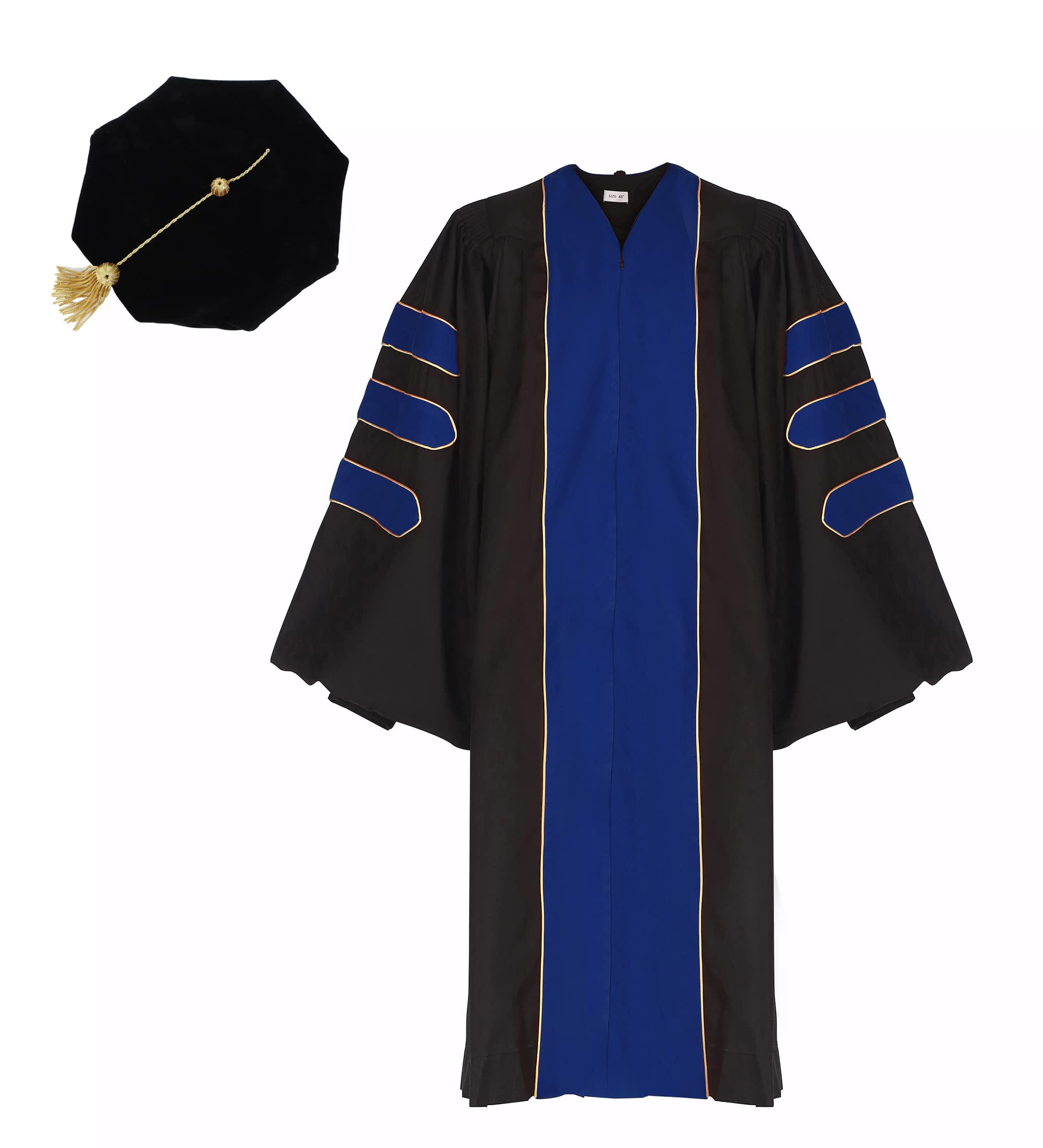 Unisex Doctoral Graduation Gown & 8-Side Tam Cap Set - PhD Graduation Attire for Faculty & Professors - Perfect for Commencement Ceremonies & Academic Events