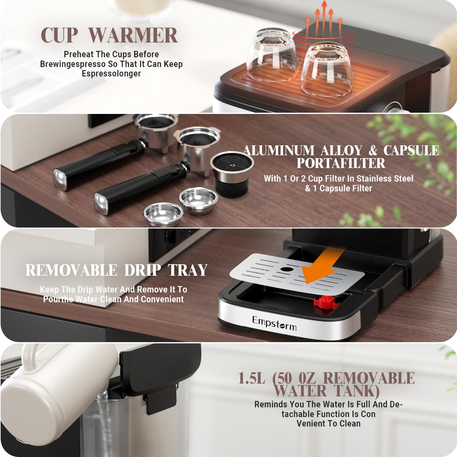 2 in 1 Espresso Maker with 20 Bar Pressure & 2-Pack 2oz Shot Glasses - Perfect for Home Baristas, Coffee Shops & Office Use