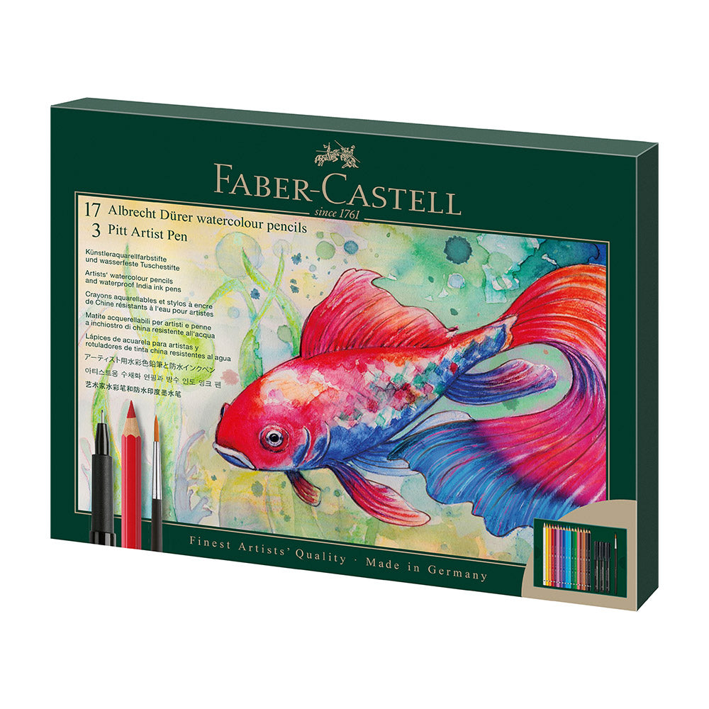 Faber-Castell Albrecht Dürer Watercolor Pencils & Pitt Artist Pens Gift Set - 21 Piece Art Supplies for Drawing, Sketching & Watercolor Painting - Perfect for Artists, Students & Creative Professionals