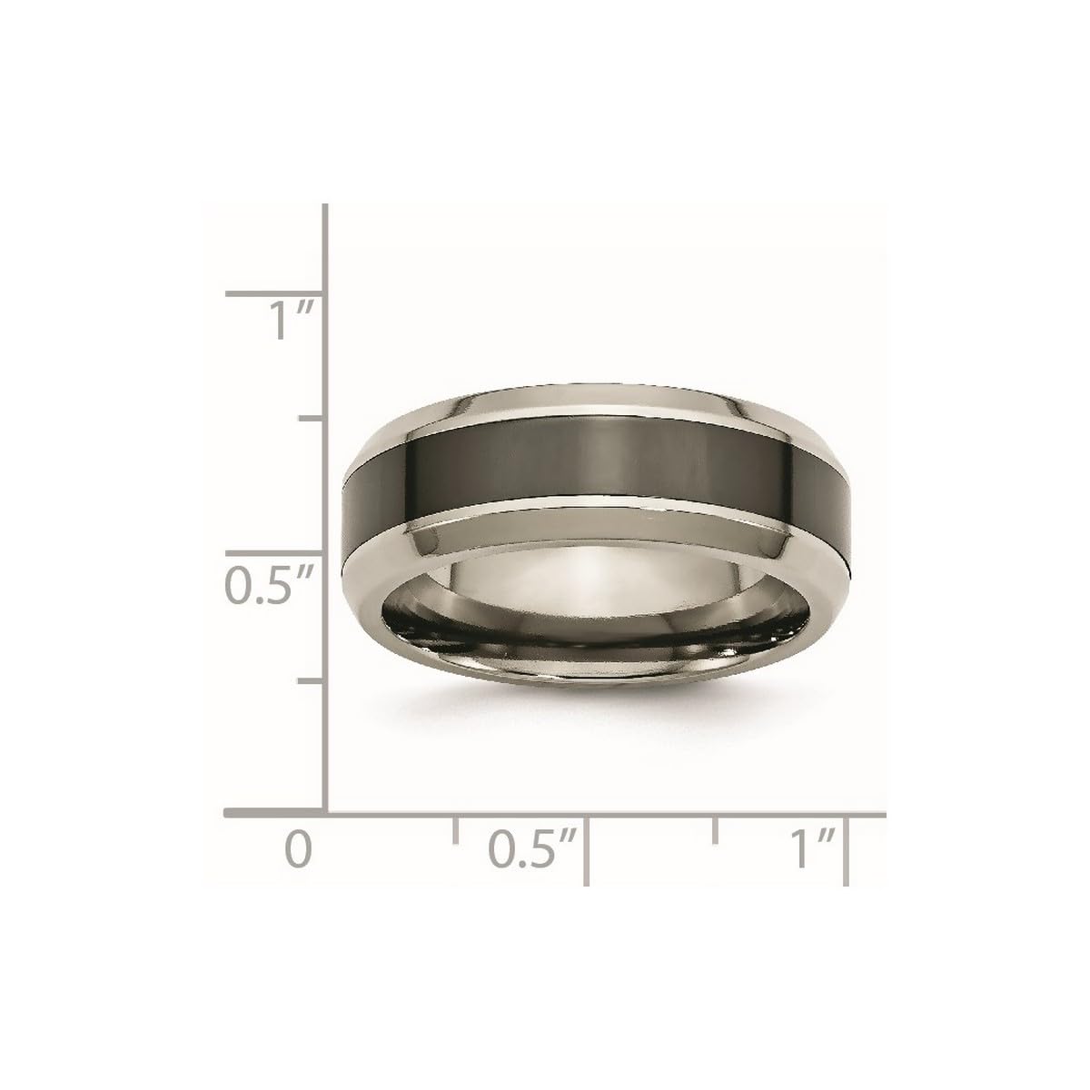 Polished Black Ceramic Beveled Band Ring with Titanium Base - Unisex Wedding, Engagement & Fashion Ring for Men & Women | Sizes 4-13 | Perfect for Everyday Wear, Anniversary Gifts & Couple Jewelry