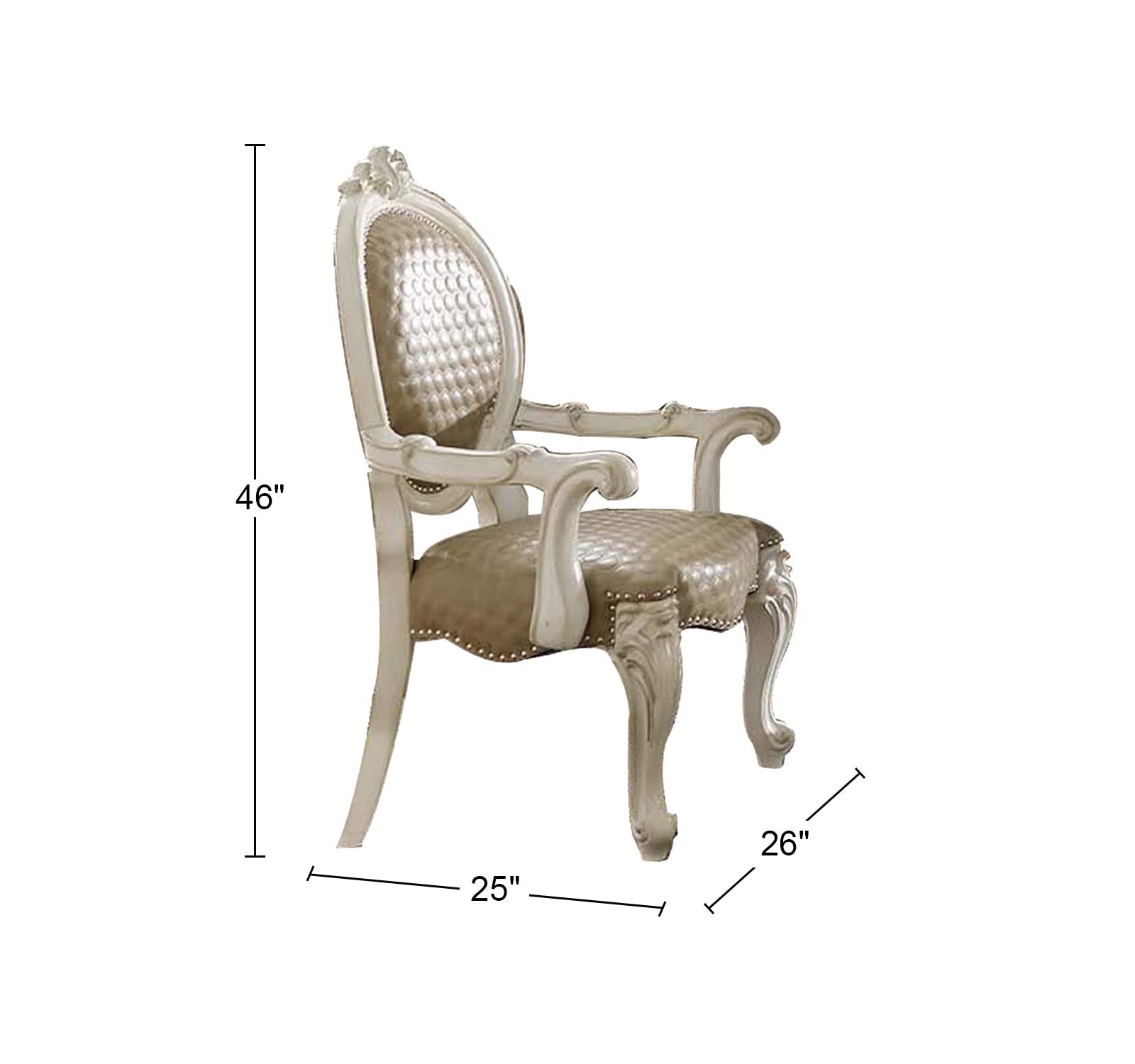 Acme Furniture Set of 2 PU Arm Chairs in Bone White & Champagne - Modern Living Room Seating for Home Office & Lounge Areas