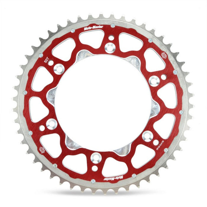 Sprocket Rear Moto Master Fusion Dual Ring 51T Red - Compatible with Beta, Gas Gas, Husqvarna, Sherco Motorcycles - Perfect for Off-Road, Motocross & Enduro Riding