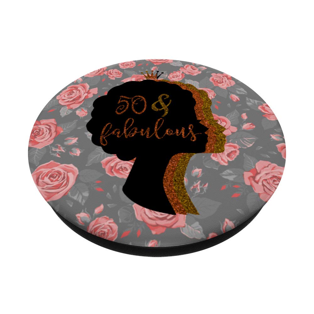 50 & Fabulous Women's T-Shirt - 50th Birthday Themed PopSockets Phone Grip & Stand for iPhone, Samsung & Tablets - Perfect Birthday Gift for Women, Mom & Friends