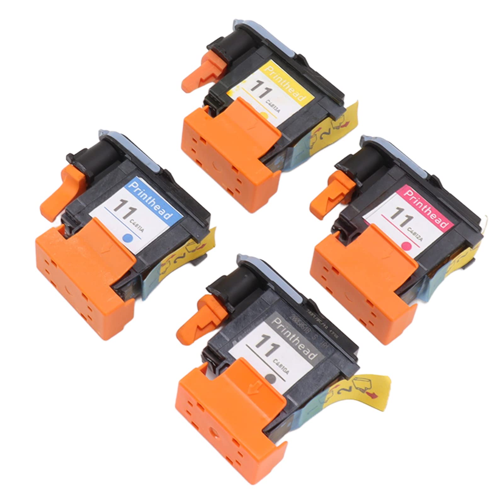 4-Pack HP Designjet Printhead Replacement - Magenta, Black, Cyan, Yellow for HP Designjet 100/110/111/500/510/800/813/850 - Compatible with HP 11 Printhead - Ideal for Large Format Printing, CAD Drawings & Photo Printing