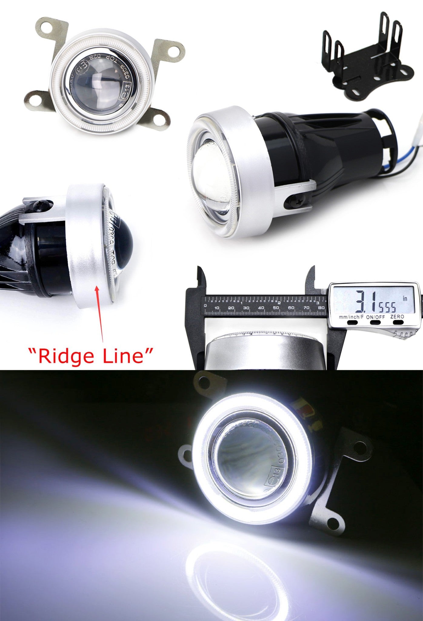 7000K White LED Halo Angel Eyes Projector Fog Lights for Cars - 3-Pack with Durable Housing | Perfect for Night Driving, Off-Roading & Custom Car Lighting Upgrades