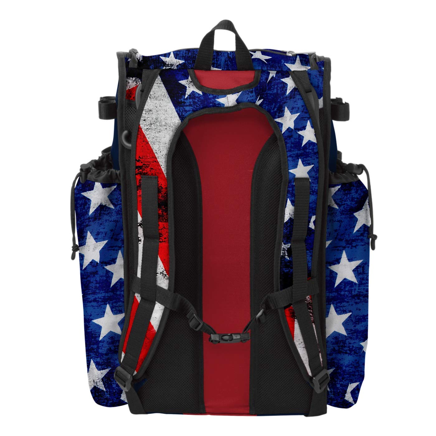 Boombah Superpack Baseball Bat Backpack - Holds 4 Bats, No Wheels, USA Stars & Stripes Navy/Red/White Design - Perfect for Baseball Practice, Games & Travel