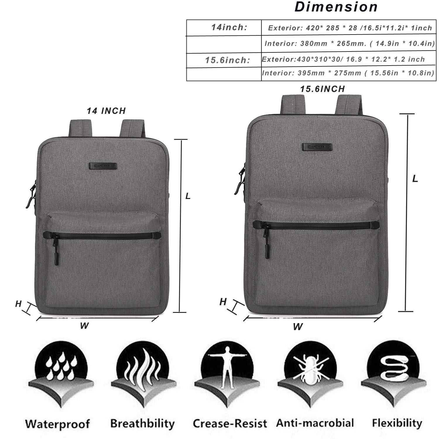 YOUPECK Slim Business Backpack for Men - Lightweight Water Resistant Laptop Bag Fits 14 15 15.6 Inch Laptops - Perfect for Office Work, Business Travel & Daily Commute