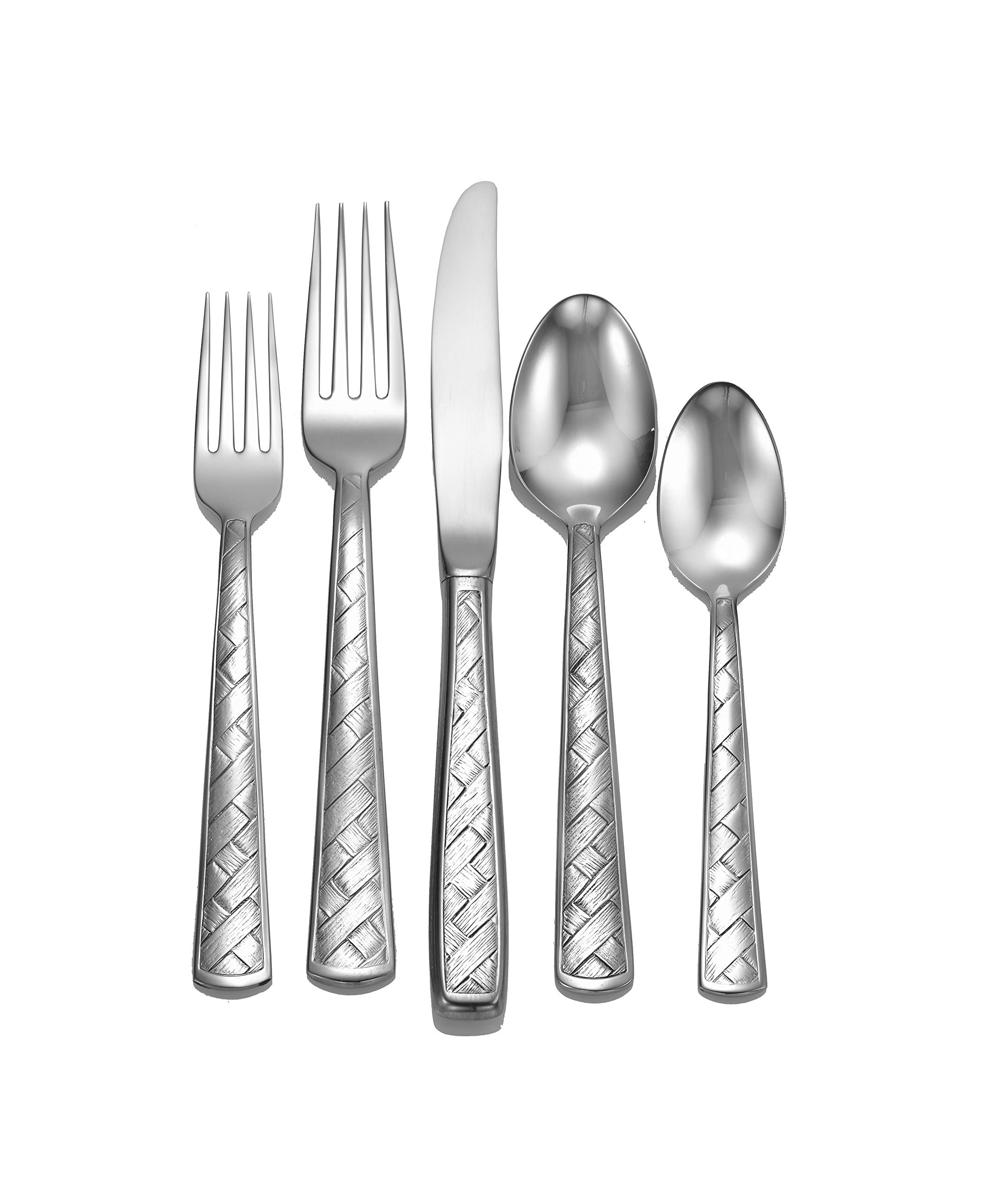 Liberty Tabletop Weave 45-Piece Flatware Set for 8 - Premium Stainless Steel Cutlery Set Made in USA - Perfect for Dinner Parties, Weddings & Everyday Dining