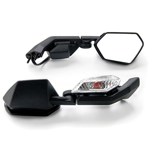 Krator Black Motorcycle Mirrors with Integrated Turn Signals - Left & Right Side - Compatible with 2005 Kawasaki Ninja ZX6R 636 - Enhanced Visibility & Safety for Street Riding & Commuting