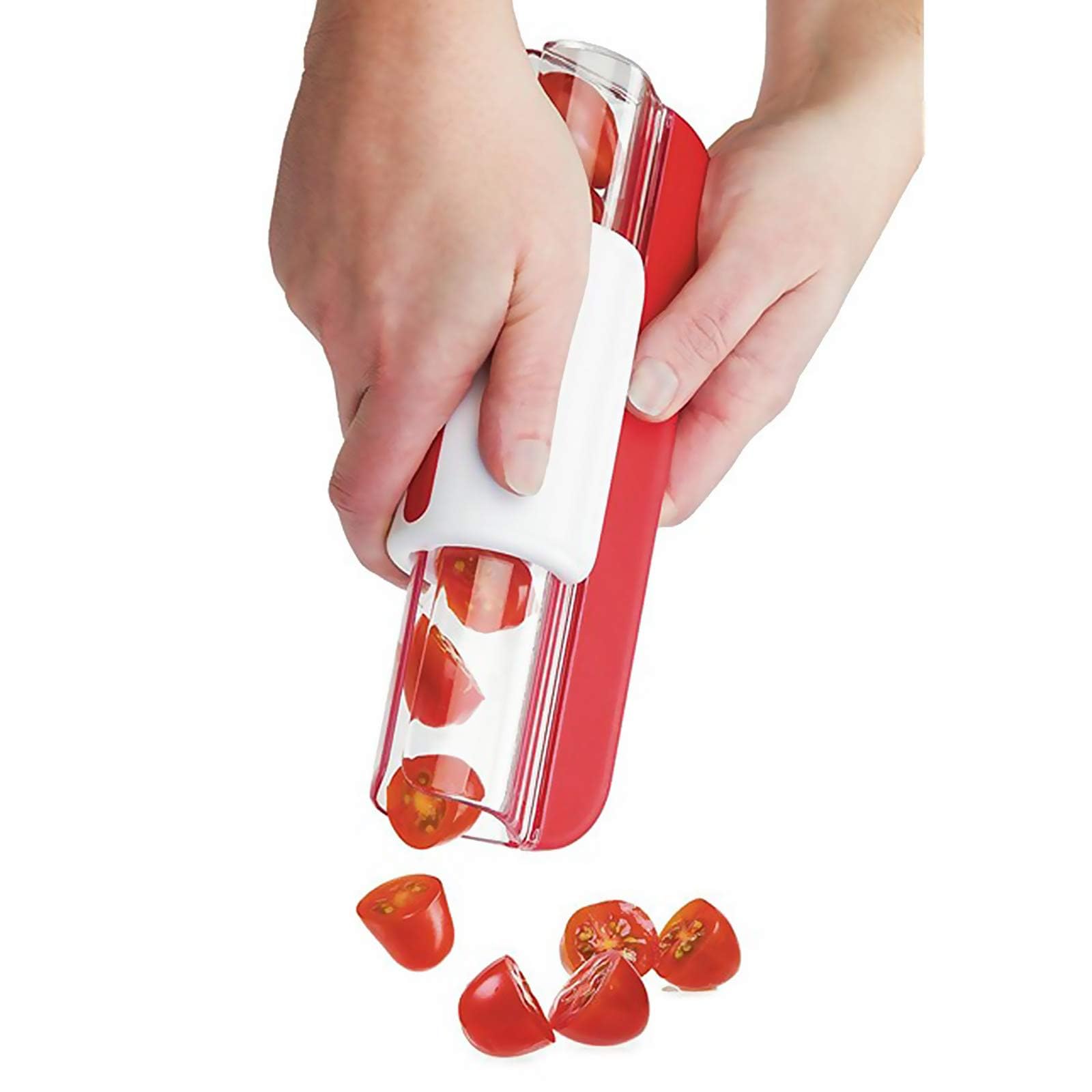 Premium Stainless Steel Fruit Slicer - Cherry Grape Tomato Cutter for Fruit Salad, Cake Decorating & Baby Food Prep | Kitchen Gadget for Fast Slicing (7.5