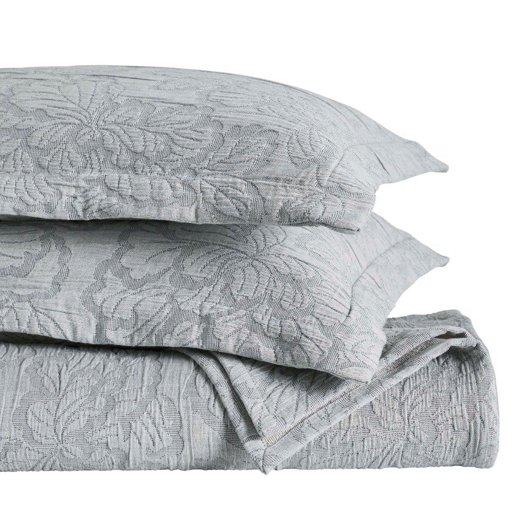 Hibiscus Cotton Medium Weight Matelasse Woven Bedspread and Sham Set - Queen Size, Floral Design, Soft & Breathable - Perfect for Master Bedroom, Guest Room, or Vacation Home Decor