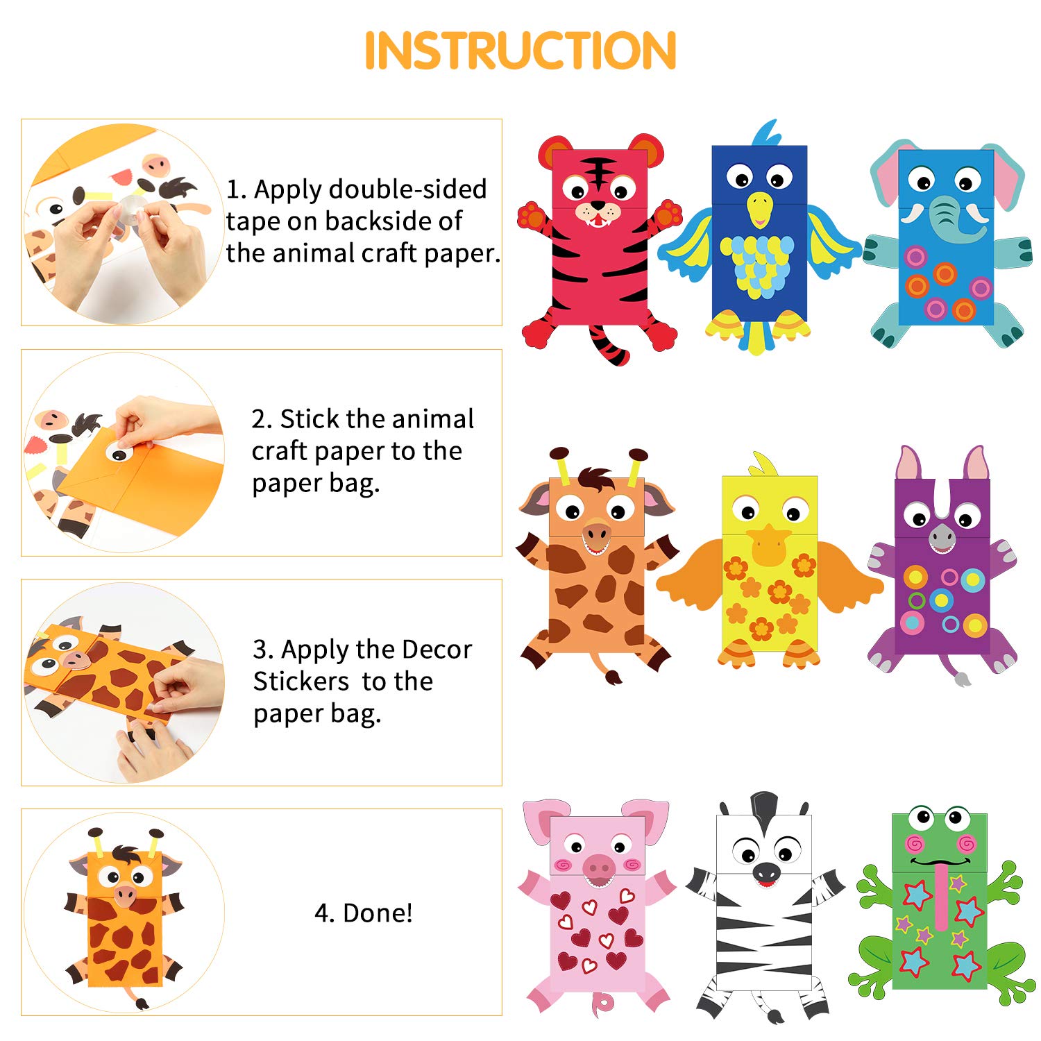 WATINC 9-Pack DIY Animal Hand Puppet Craft Kit with Googly Eyes - Creative Paper Sock Puppet Making for Kids, Classroom Activities & Family Storytelling Games - Perfect for Pretend Play, Early Learning & Party Supplies