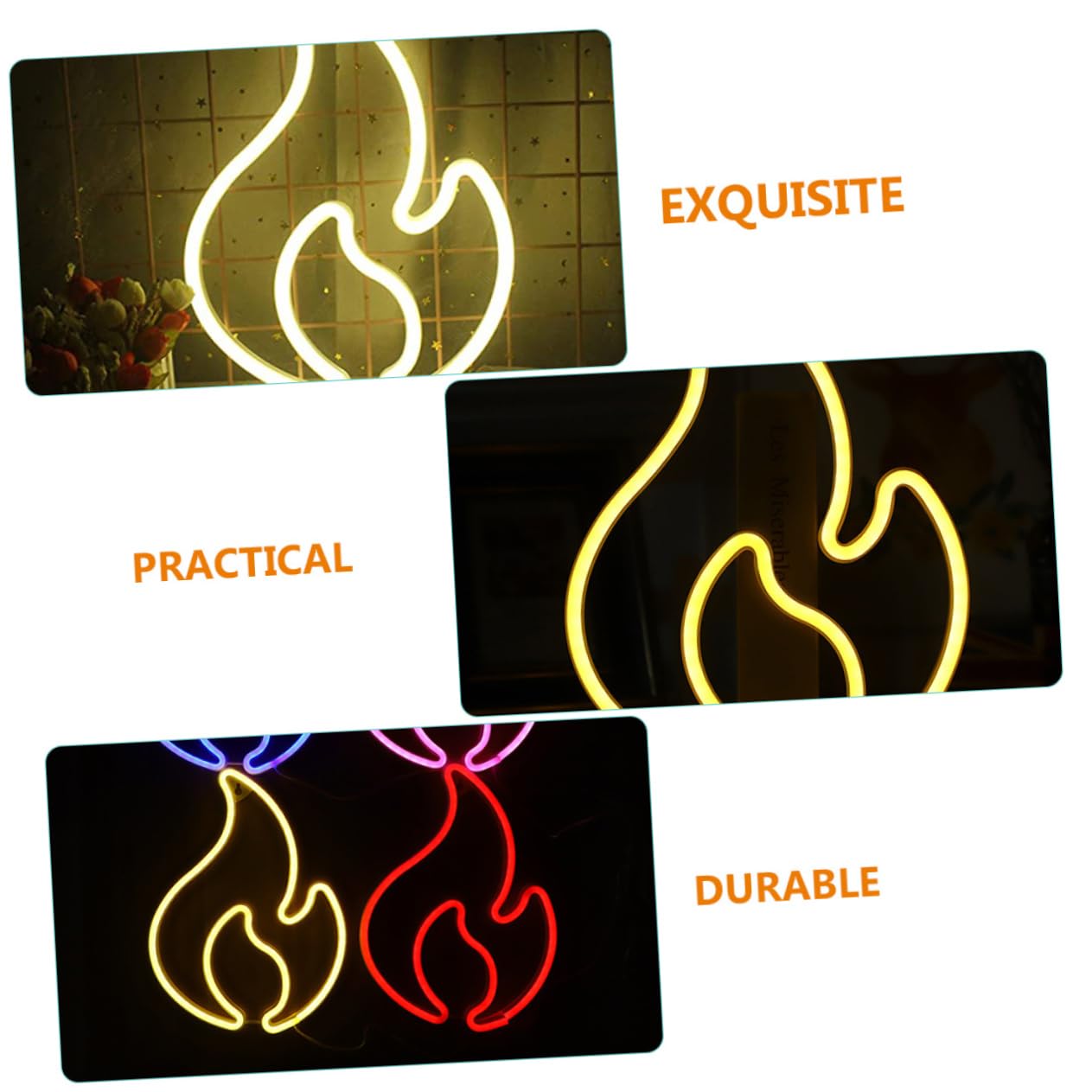 ETHZZLE LED Flame Effect Night Light - Dimmable Plastic Neon Lamp for Home, Office, Study - Creates Warm Ambiance | Perfect for Bedroom Decor, Relaxation & Mood Lighting