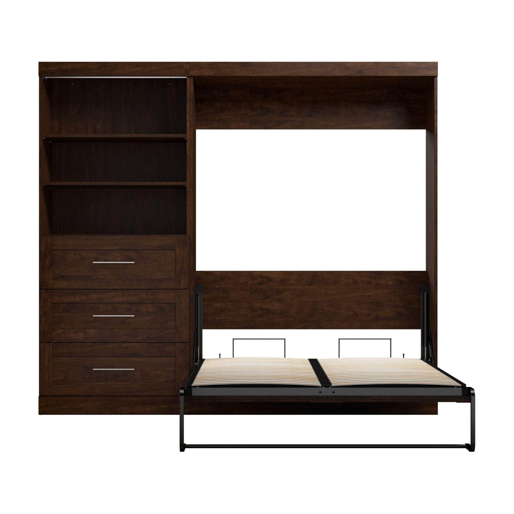 Pur Full Murphy Wall Bed with Storage Drawers - Space-Saving Foldable Bed for Small Apartments & Guest Rooms (95W, 3 Color Options)
