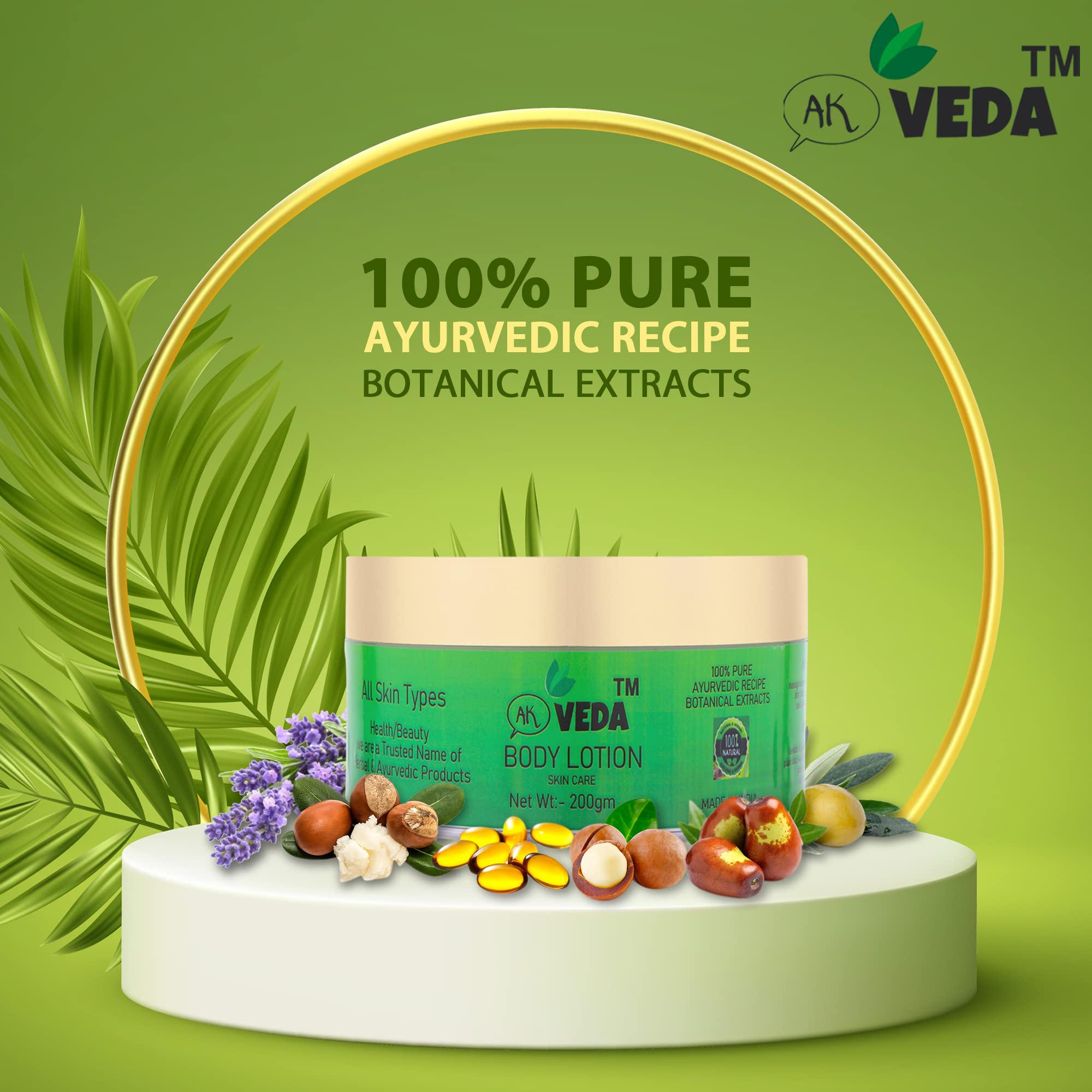 AK VEDA Deep Moisture Body Lotion for Dry Skin - Nourishing Daily Moisturizer with Non-Greasy Formula for Glowing Skin | Men & Women 200ml | Perfect for Daily Hydration, After Shower Care & Winter Skin Protection