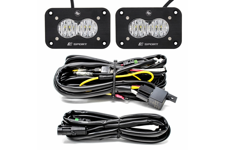 Baja Designs S2 Sport LED Wide Cornering Flush Mount Backup Light Kit - Pair for Off-Road Trucks & SUVs | Perfect for Night Driving & Trail Adventures