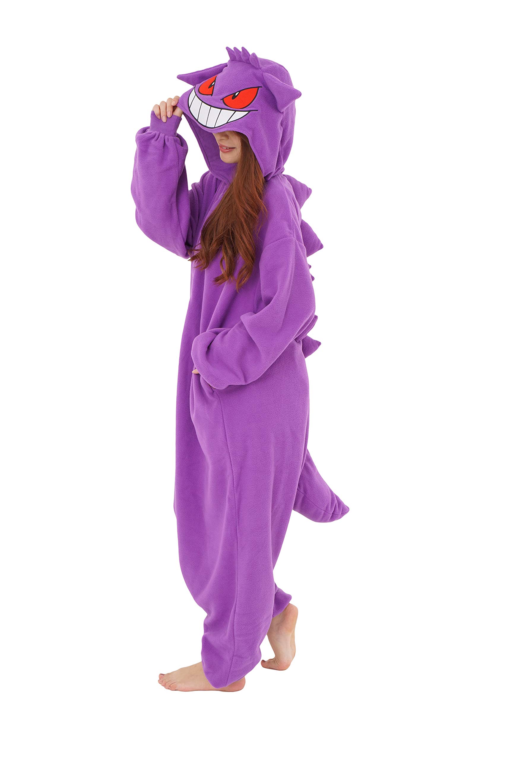 SAZAC Gengar Kigurumi - Premium Adult Pokemon Onesie Pajamas - Soft & Comfortable Halloween Costume for Men & Women - Machine Washable Loungewear - Perfect for Cosplay, Sleepwear & Anime Conventions