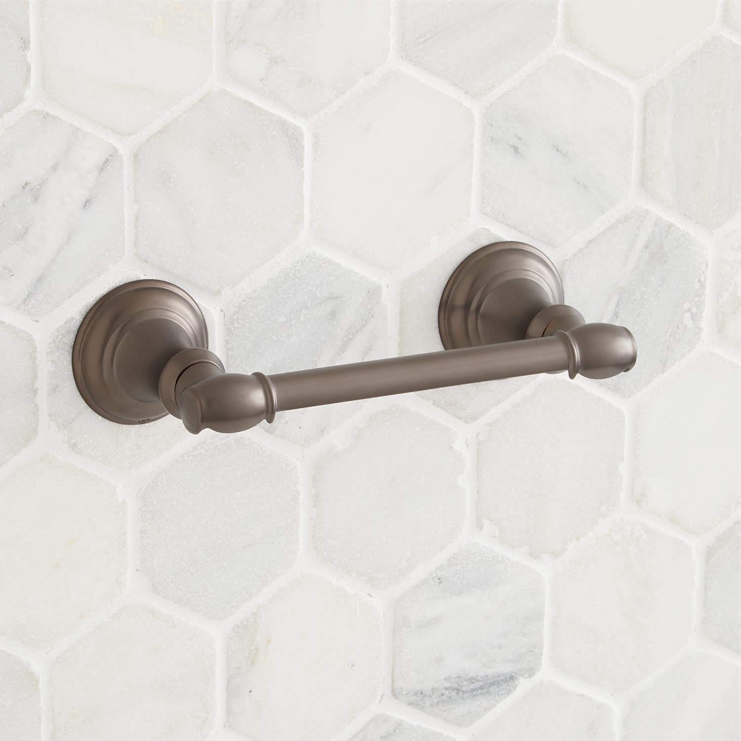 Signature Hardware 446910 Beasley Double Post Toilet Paper Holder - Chrome Finish - Bathroom Tissue Roll Stand for Modern & Traditional Bathrooms
