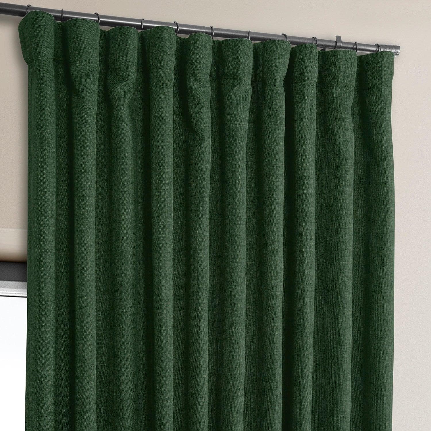 Key Green Extra Wide Textured Faux Linen Blackout Curtains for Bedroom & Living Room - Noise Reducing Thermal Insulated Window Drapes for Home Decor