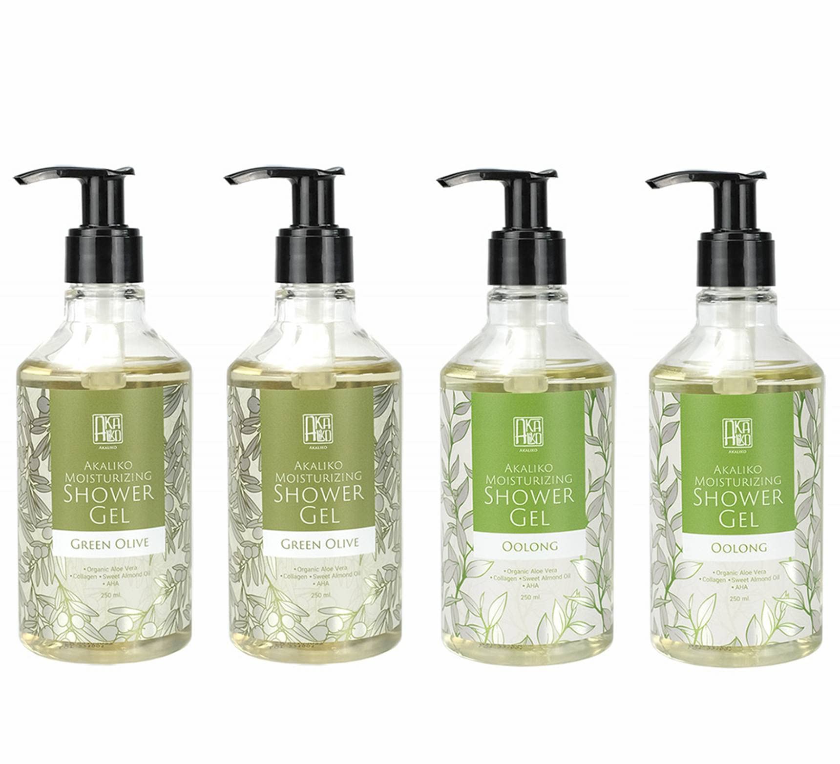 AKALIKO Green Olive & Oolong Moisturizing Shower Gel Set - Hydrating Body Wash for Dry Skin, Natural Ingredients, Refreshing Scent - Perfect for Daily Shower & Spa Relaxation at Home