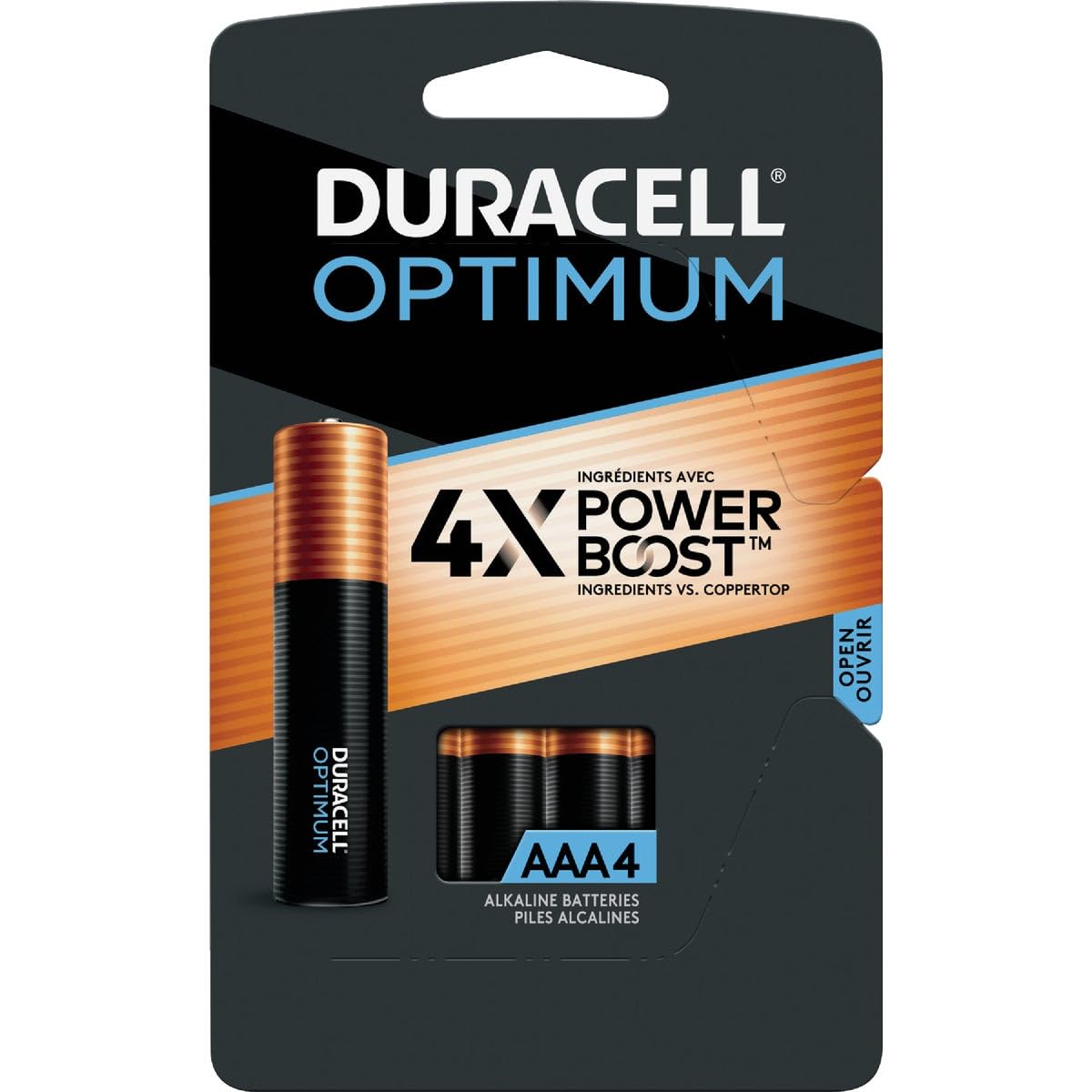 Duracell Optimum AAA Alkaline Batteries (4-Pack) - Long-Lasting Triple A Batteries for Toys, Flashlights, Remote Controls & Electronic Devices