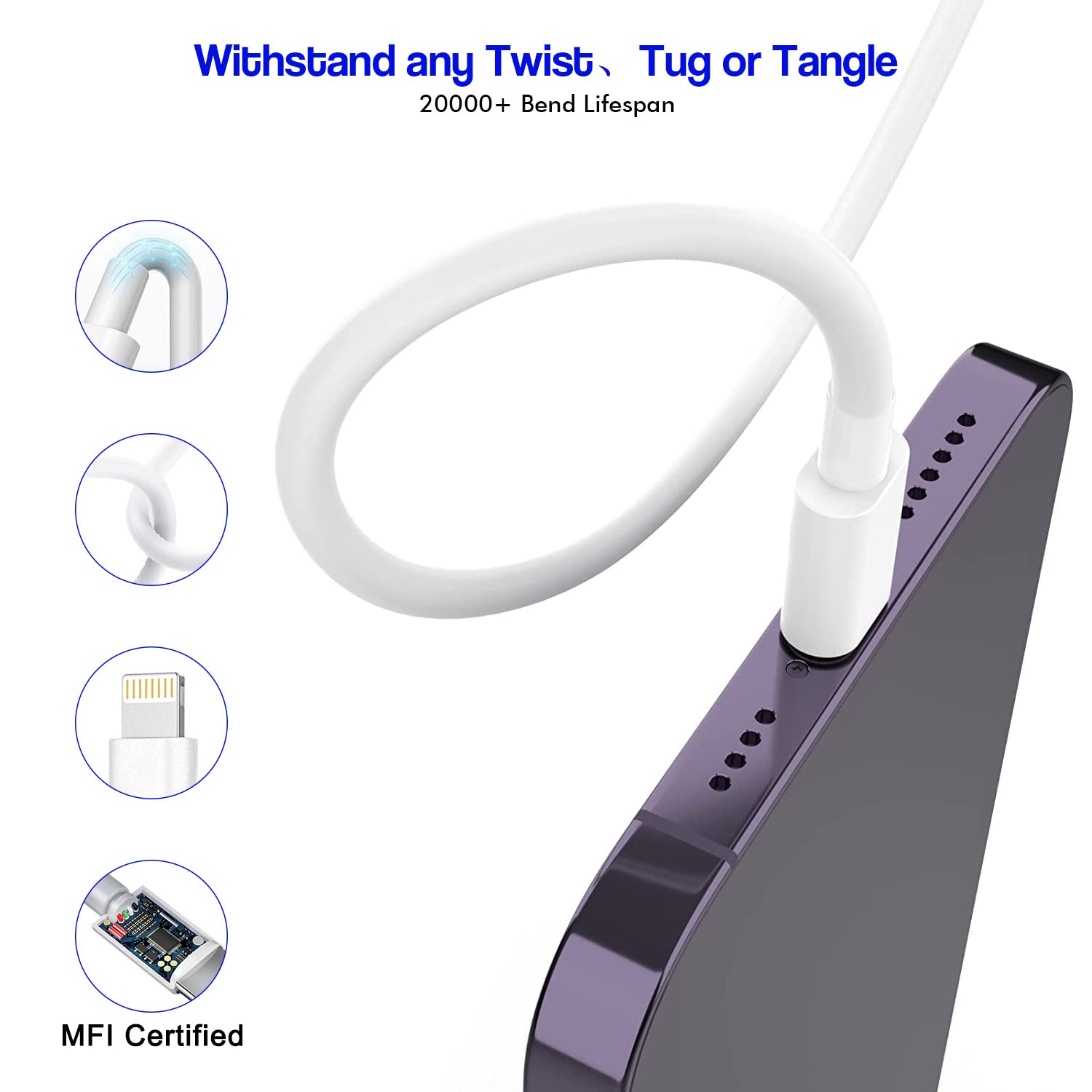 2-Pack 10FT iPhone Fast Charger Cable [MFi Certified] - 40W USB-C to Lightning Cable with Dual Port Power Adapter for iPhone 14/13/12/11/XS/XR/SE & iPad - Perfect for Home, Office & Travel Charging