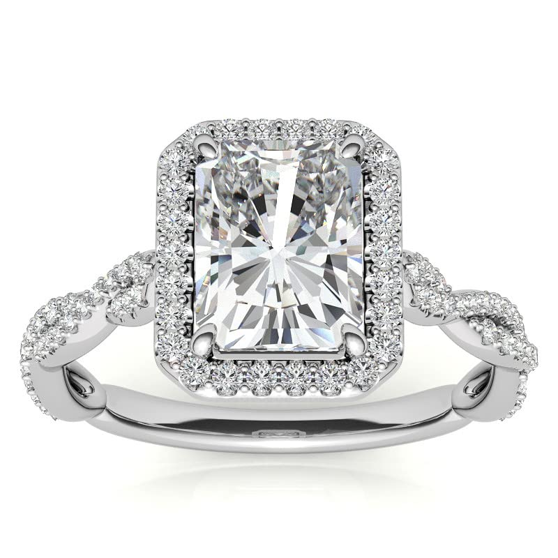 2.00 Carat Radiant Cut Moissanite Engagement Ring - Wedding & Anniversary Ring for Women, Infinity Halo Bridal Ring with Cathedral Setting in Sterling Silver | Perfect Proposal Gift, Promise Ring & Bridal Jewelry for Special Occasions