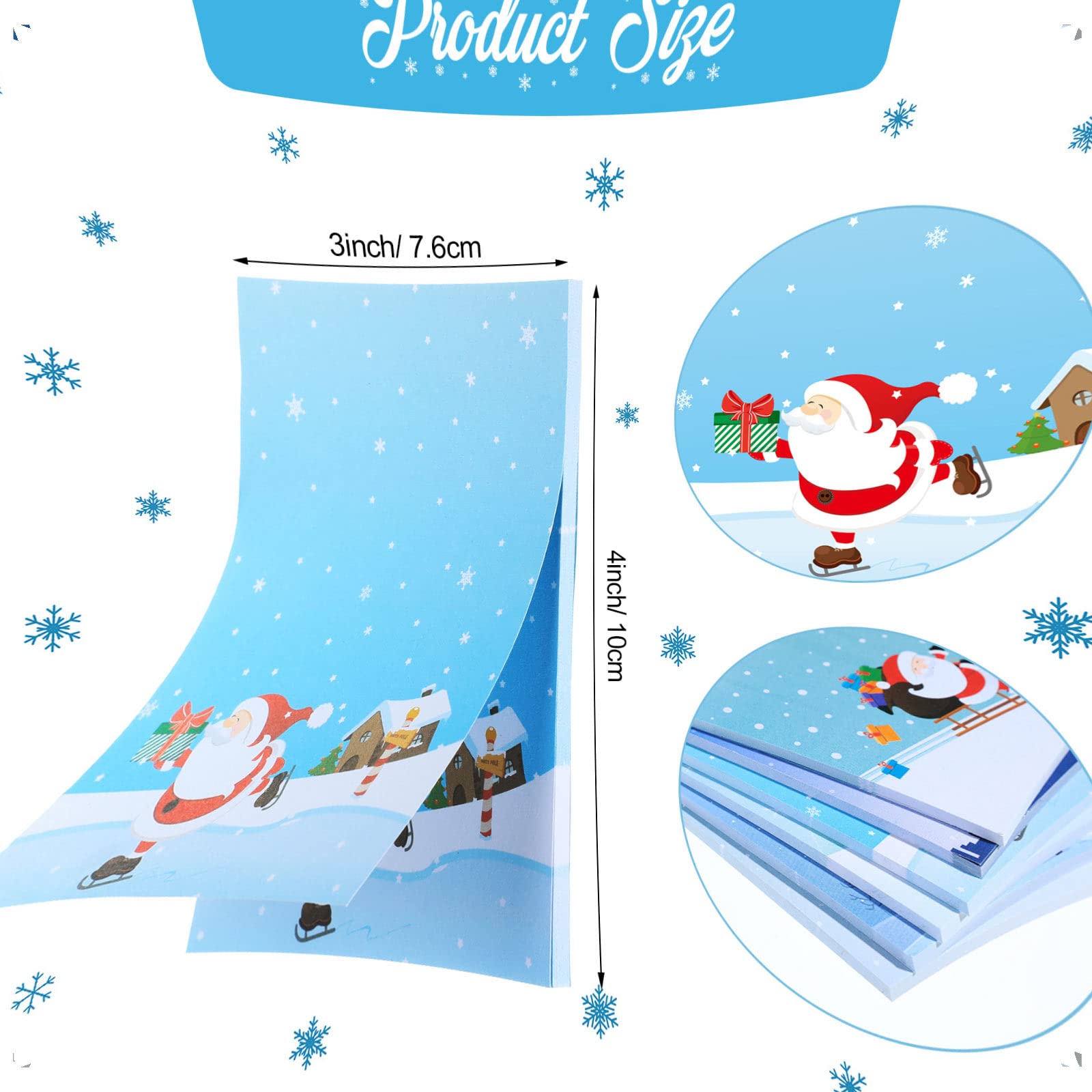 Marspark 12-Pack Funny Christmas Notepads - 3x4 Inch Santa & Snow Scene Sticky Notes - Holiday Memo Pads for Office, School, Gift Wrapping & Festive Decorations
