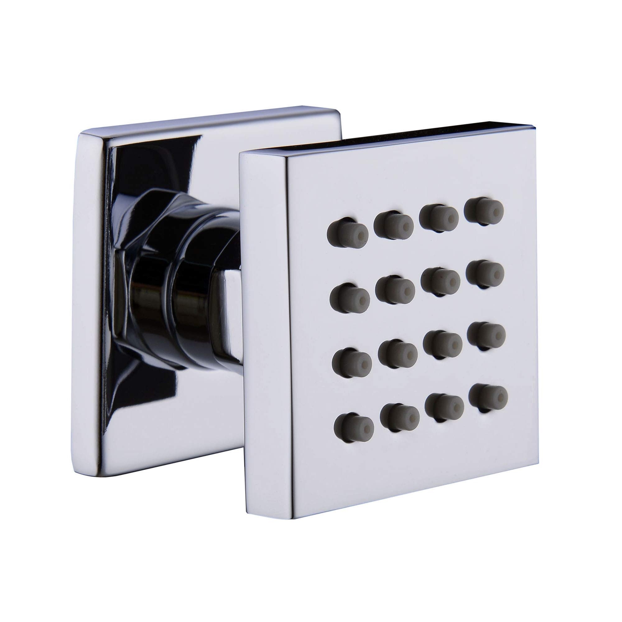 Premium Square Solid Brass Shower Body Spray with Chrome Finish - Spa Massage Jets Set for Water Saving In-Wall Bathroom Shower System | Perfect for Luxury Home Spa, Hotel Bathroom Renovation & Water-Efficient Shower Experience