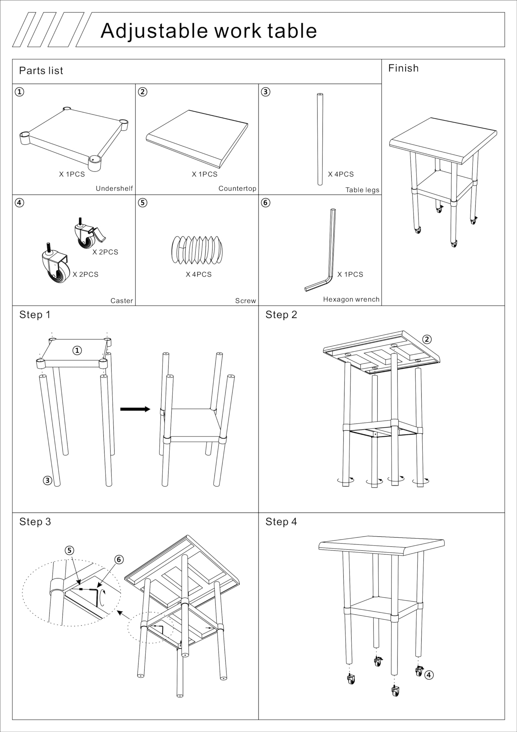 Heavy Duty Stainless Steel Work Table 24x36 Inches with 4 Locking Wheels & Adjustable Shelves - NSF Certified Commercial Kitchen Table for Restaurant, Home, Hotel - Perfect for Food Prep, Catering & Storage