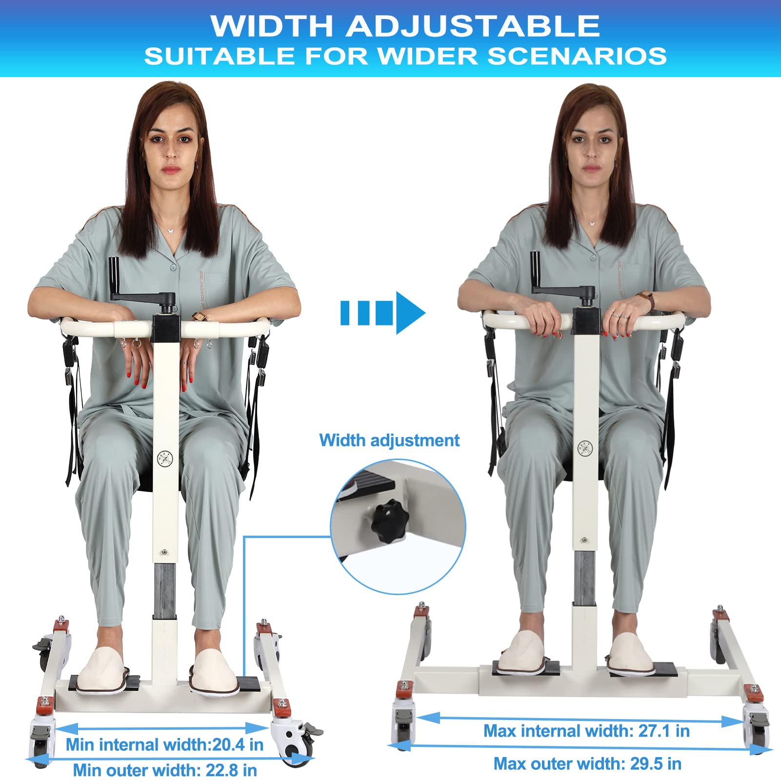 Portable Patient Lift Wheelchair for Home - Shower Chair with Wheels & Transfer Aid - Foldable Toilets Seat for Elderly & Disabled - Ideal for Bathroom, Bedroom & Mobility Assistance
