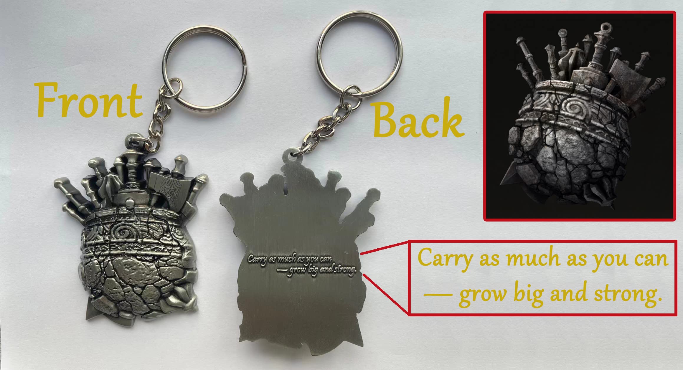 Elden Ring Inspired Great-Jar's Arsenal Keychain with Key Ring - Durable Metal Keychain for Gamers & Collectors - Perfect for Keys, Backpacks, and Gaming Accessories