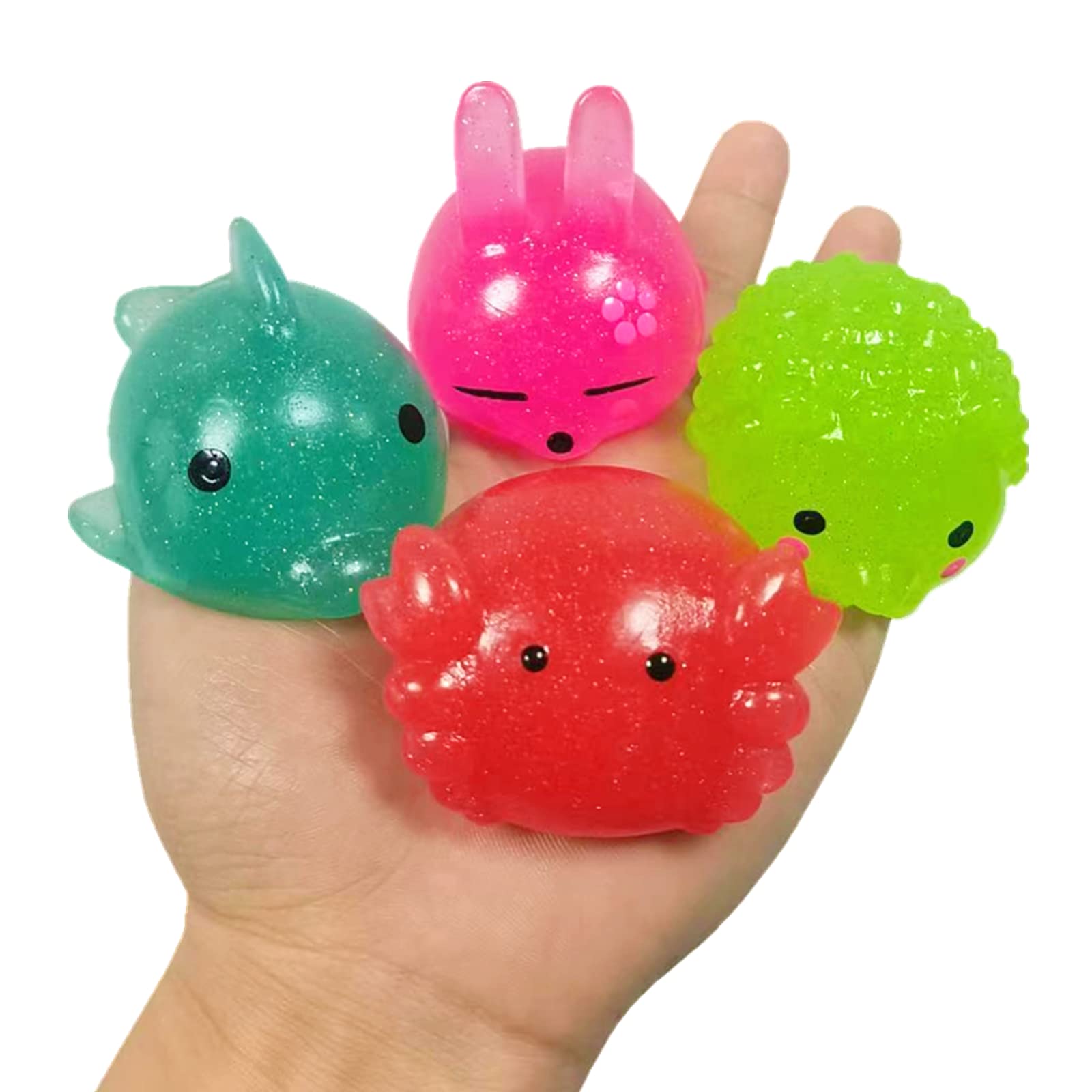 8-Piece Jumbo Glitter Mochi Squishy Toys - Stress Relief Animal Squishies for Kids Party Favors & Sensory Play | Perfect for Birthday Gifts, Classroom Rewards, and Anxiety Relief