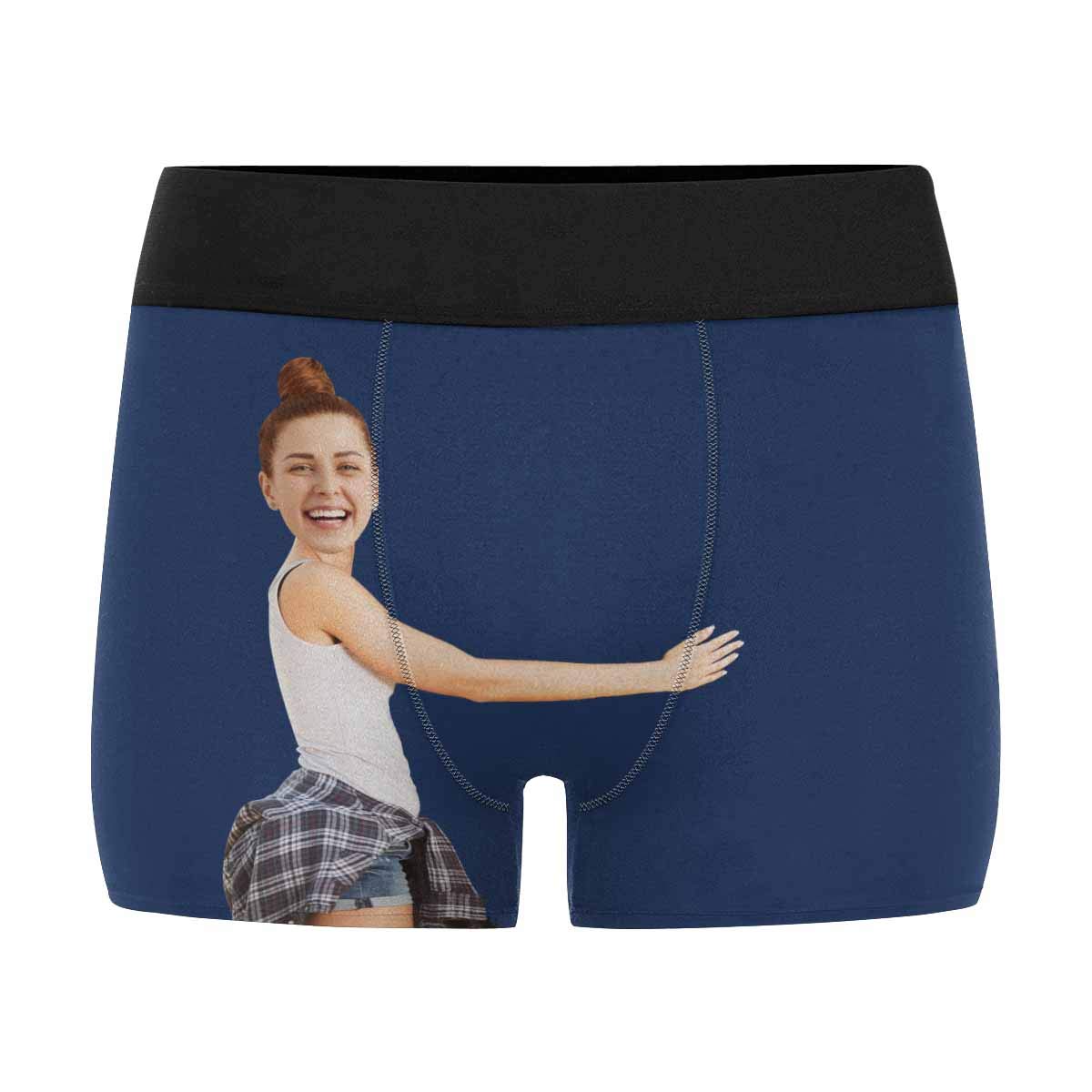 Custom Face Boxer Briefs for Men - Personalized Valentine's Day Underwear with Watermelon Red Design - Perfect Gift for Him, Couples Matching Underwear & Romantic Occasions