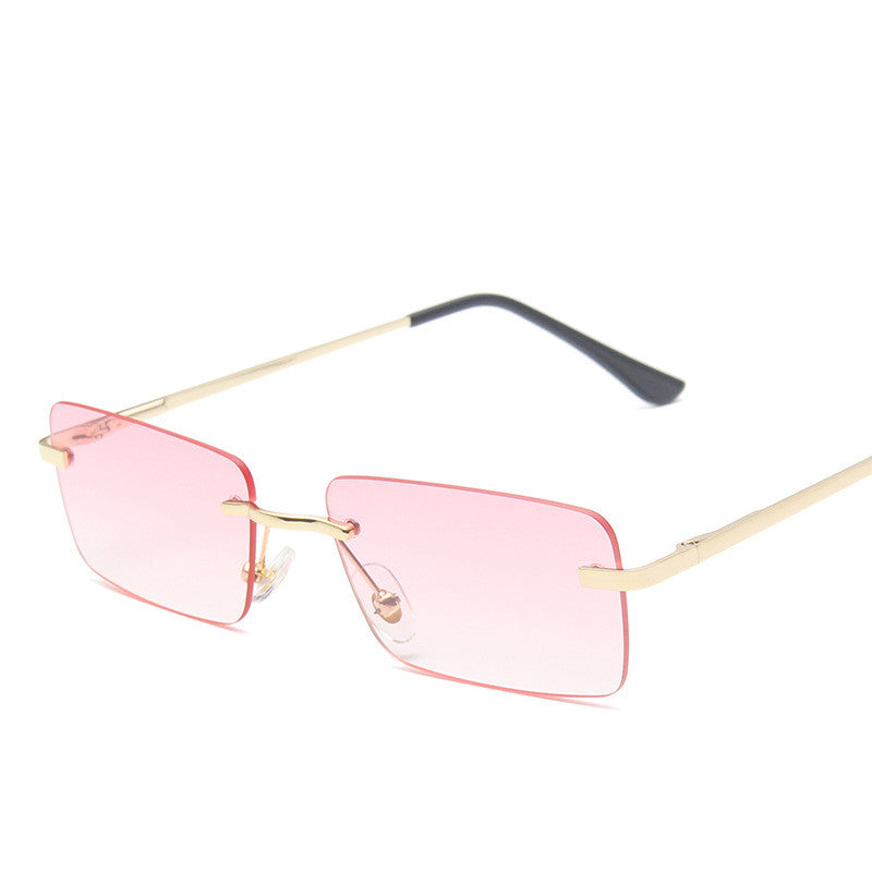 Stylish Rimless Square Sunglasses for Women - Trendy UV Protection Shades for Outdoor Activities & Fashion