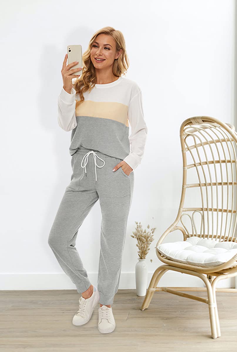 Fengbay Women's Two Piece Outfits - Long Sleeve Crewneck Pullover Tops & Pants Sweatsuit Lounge Set with Pockets | Cozy Loungewear for Home, Yoga, Travel & Casual Wear