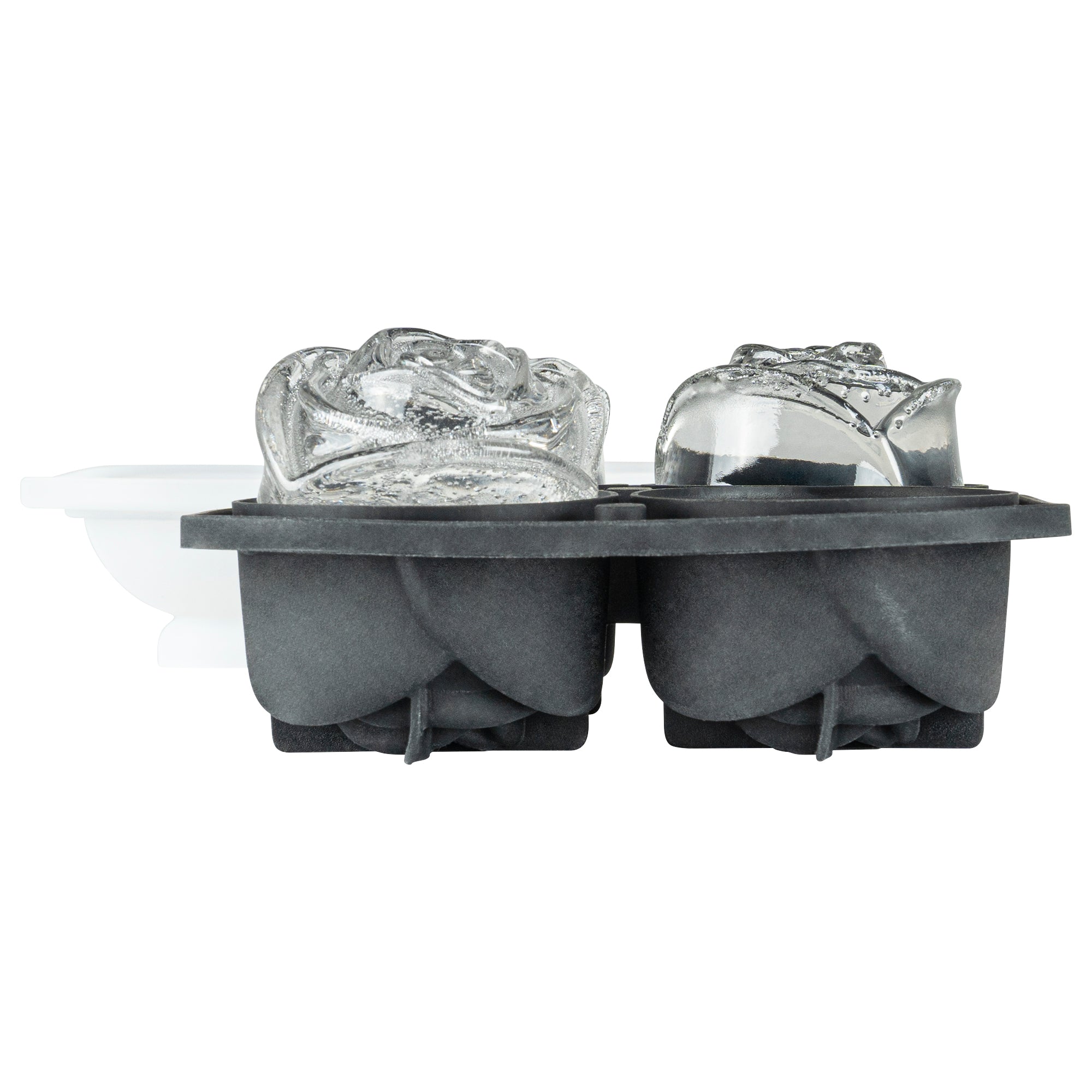 Premium Black Silicone Ice Cube Tray with 2 Rose & 4 Compartment Designs - 1 Count Box - Perfect for Cocktails, Romantic Dinners & Home Bar Decor
