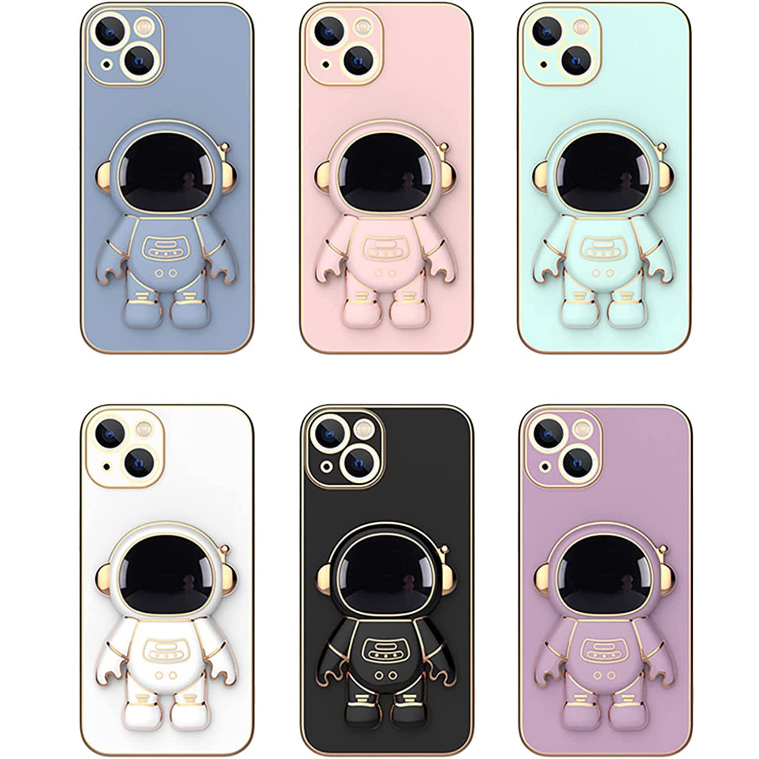 6D Plating Astronaut Hidden Stand Case for iPhone Xs Max - Cute Astronaut Phone Cover with Folding Bracket & Camera Protector, Purple | Perfect for Space Lovers, Daily Use & Travel Protection