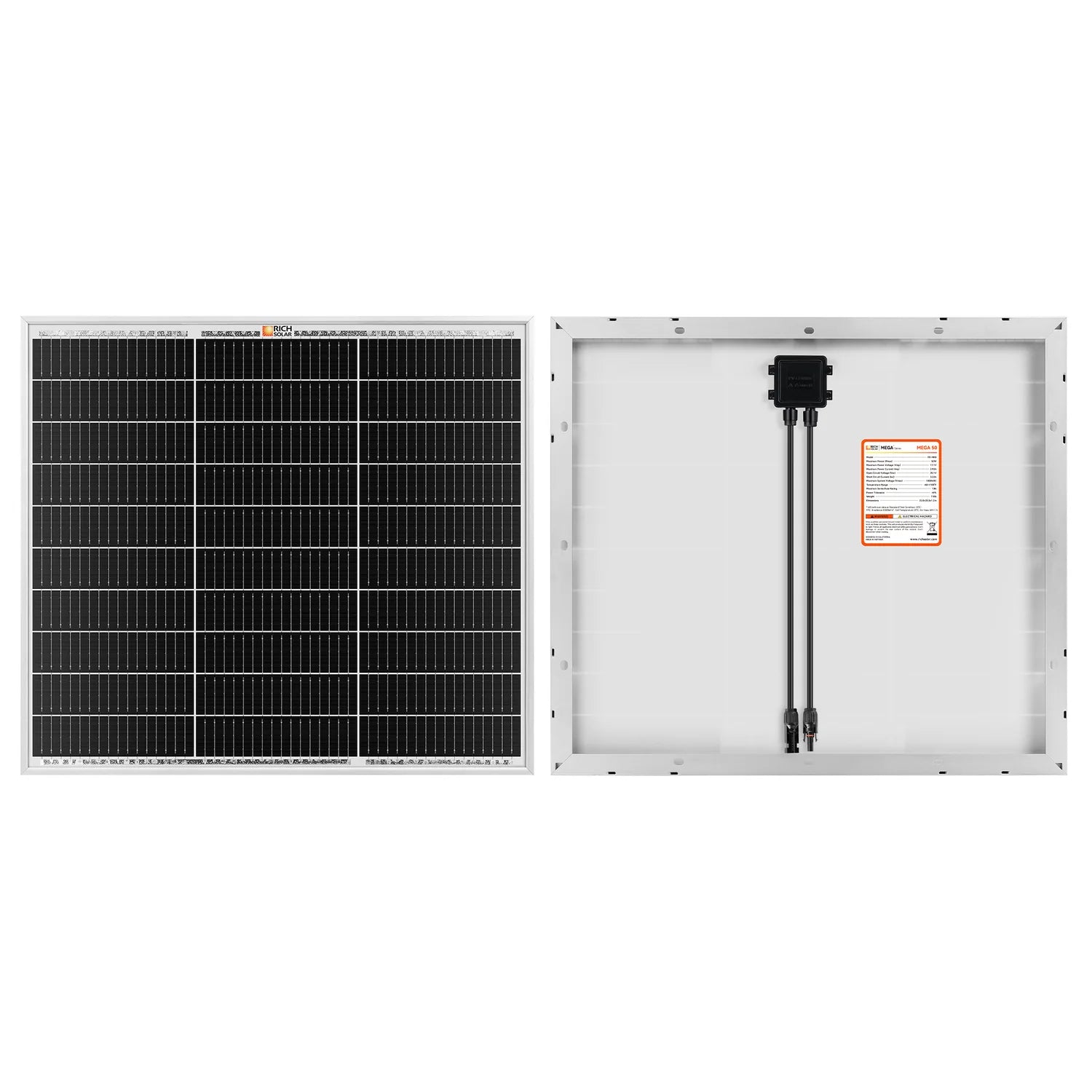 Rich Solar MEGA 50 Watt Solar Panel - High Efficiency Portable Solar Charger for Camping, RV, Boating & Off-Grid Power