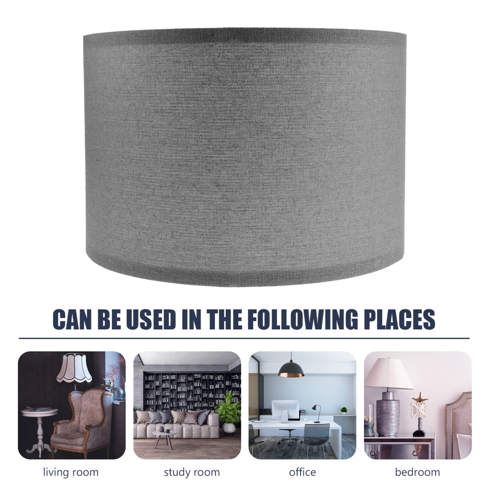 STOBOK 3-Pack Dark Grey Fabric Drum Lamp Shades - Classic Replacement for E27 Base Table & Floor Lamps - Perfect for Living Room, Bedroom, and Office Lighting Decor