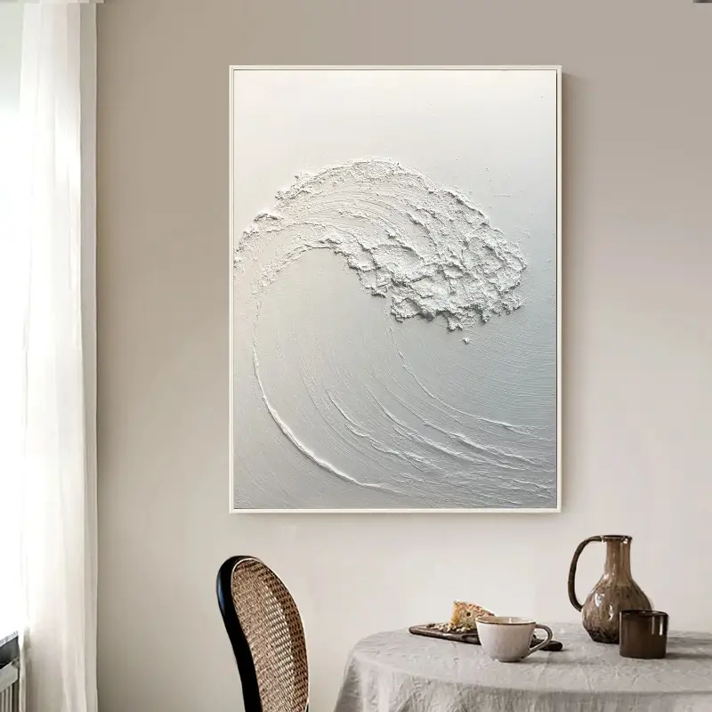 White Minimalist Textured Painting Canvas #MM039 - Abstract Wall Art for Modern Home & Office Decor