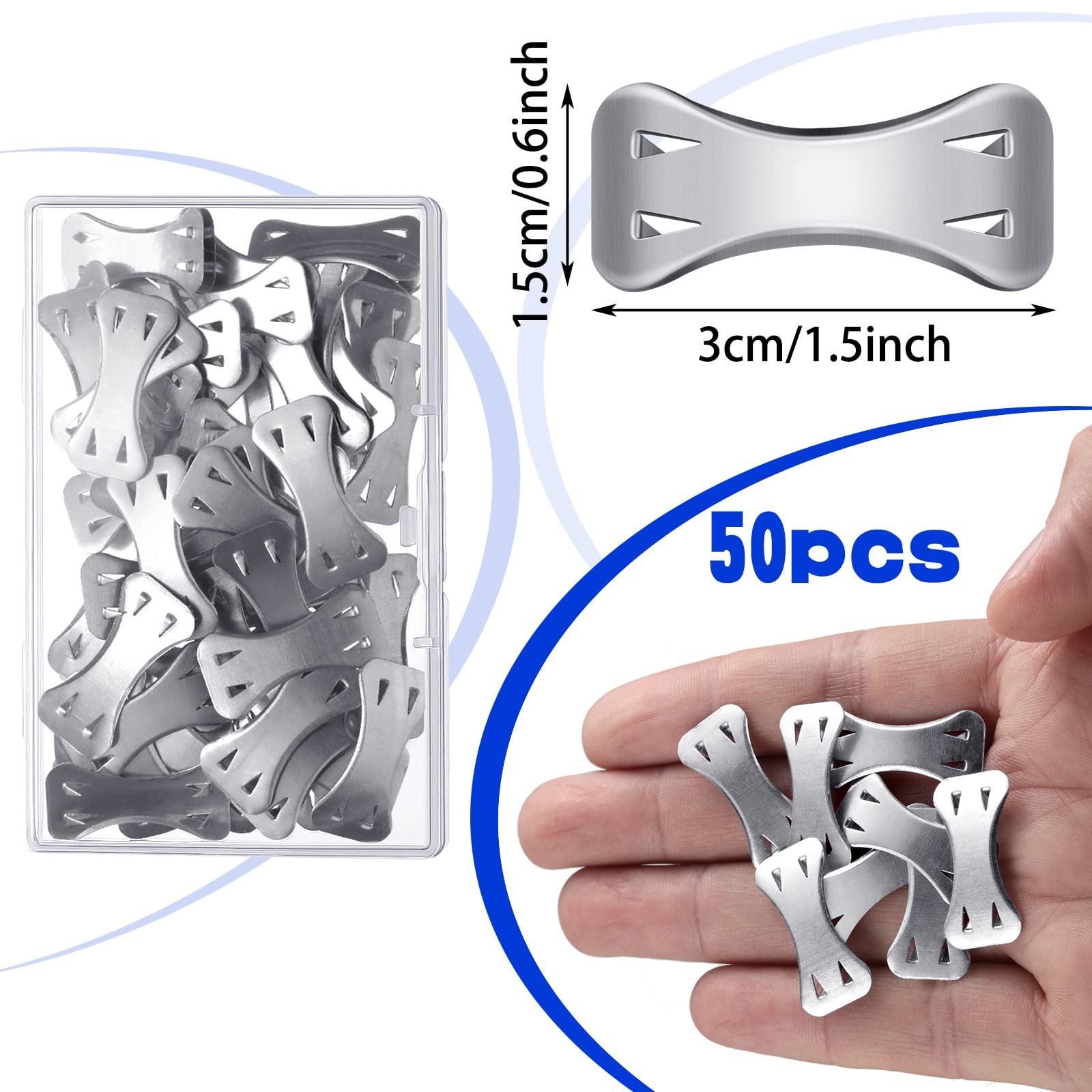 Tondiamo 50-Pack Elastic Bandage Clips - Durable Metal Aluminum Wrap Fasteners with Plastic Storage Box - Secure Replacement Pins for Medical & Sports Bandages - Perfect for First Aid Kits, Athletic Support & Veterinary Use