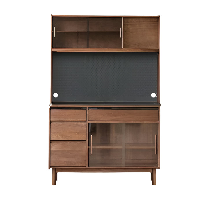 Premium Black Walnut Solid Wood Sideboard - Modern Luxury Buffet Cabinet for Dining Room, Living Room & Entryway Storage
