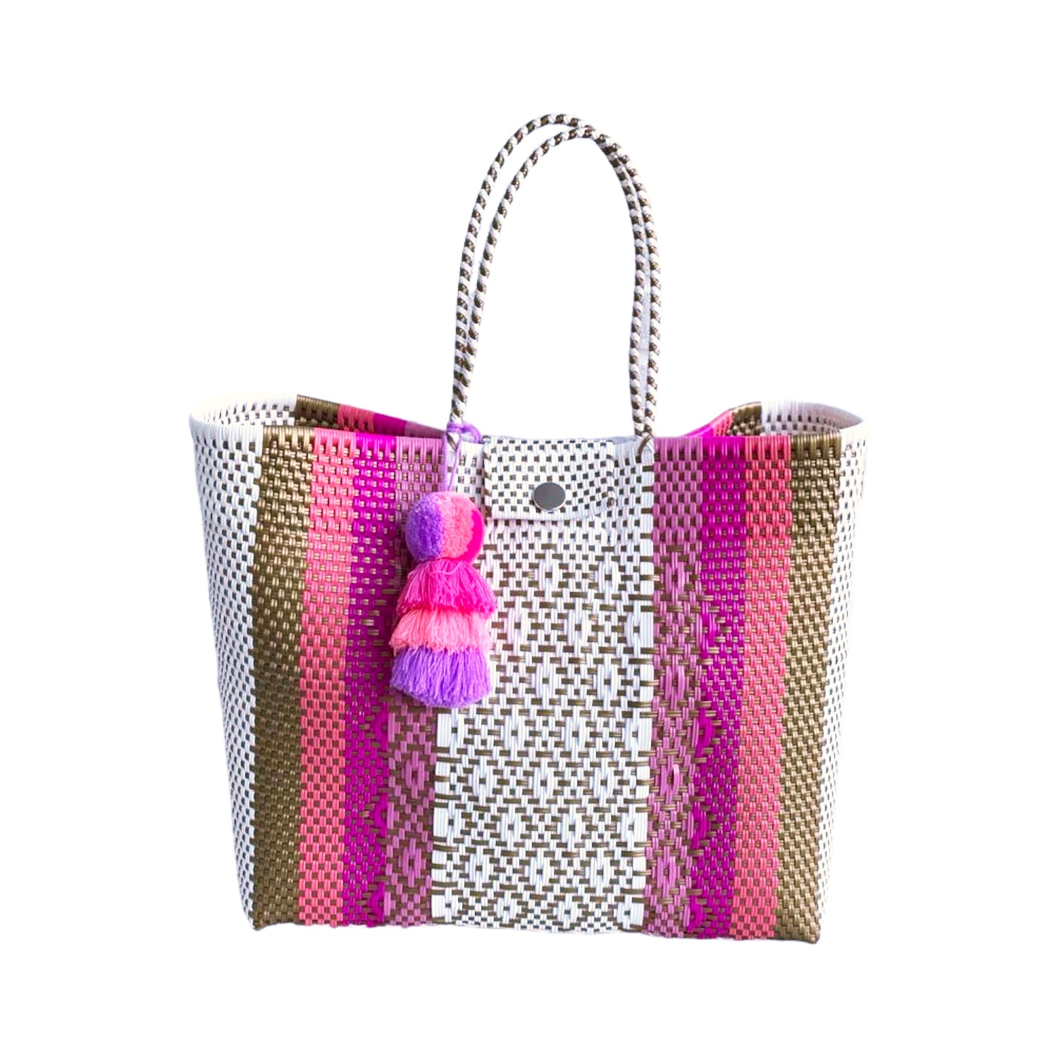 Stylish Pink Sunset Citron Tote Bag for Women - Trendy Beach Tote with Vibrant Citrus Print - Perfect for Summer Outings, Beach Trips & Shopping