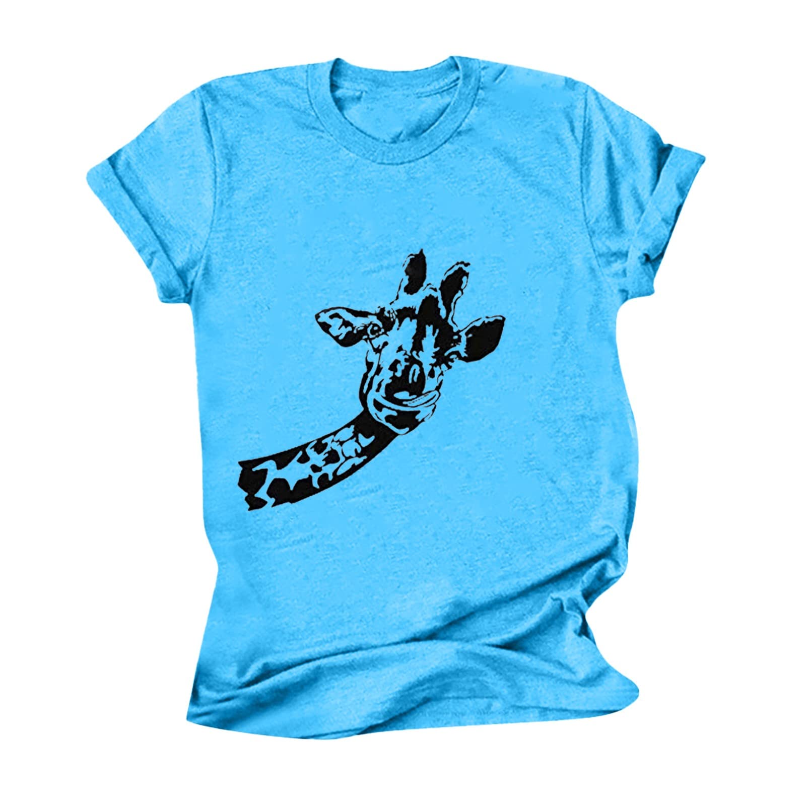 Olivcker Women's Giraffe Graphic Print T-Shirt - Casual Short Sleeve Round Neck Summer Top - Cute Fashion Tee for Everyday Wear, Beach Outings & Vacation Style