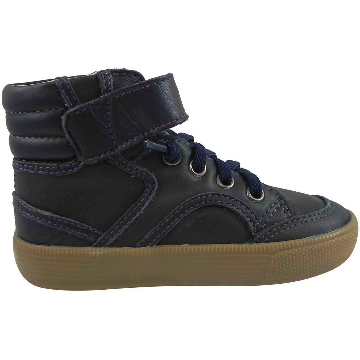 Old Soles 1026 Boys Navy High Top Sneakers - Leather Lace-Up Strap Shoes for Kids | School, Play & Everyday Wear