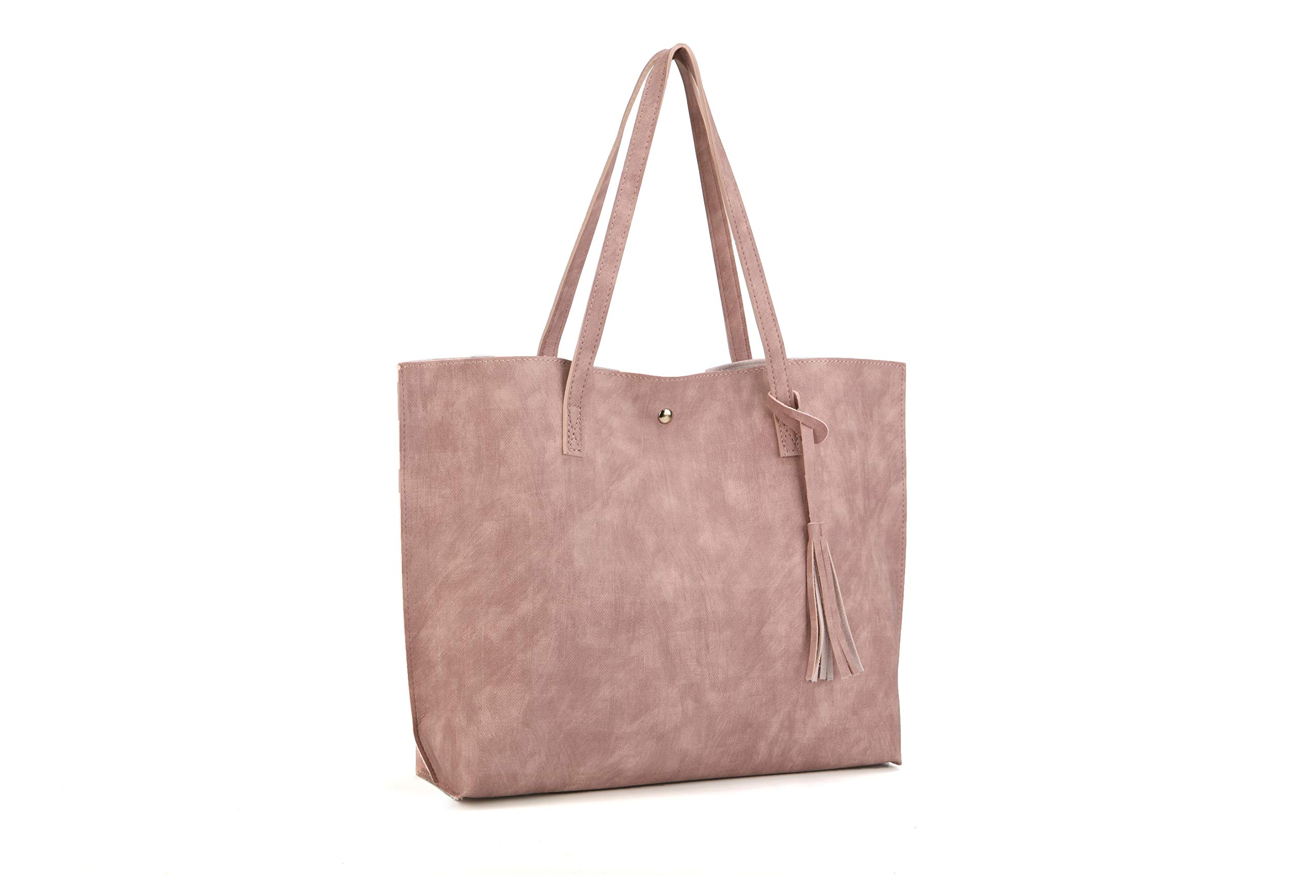 Stylish Women's PU Faux Leather Tote Bag with Top Handle & Detachable Shoulder Strap - Fashionable Satchel Purse with Tassel Accent for Work, Travel & Everyday Use