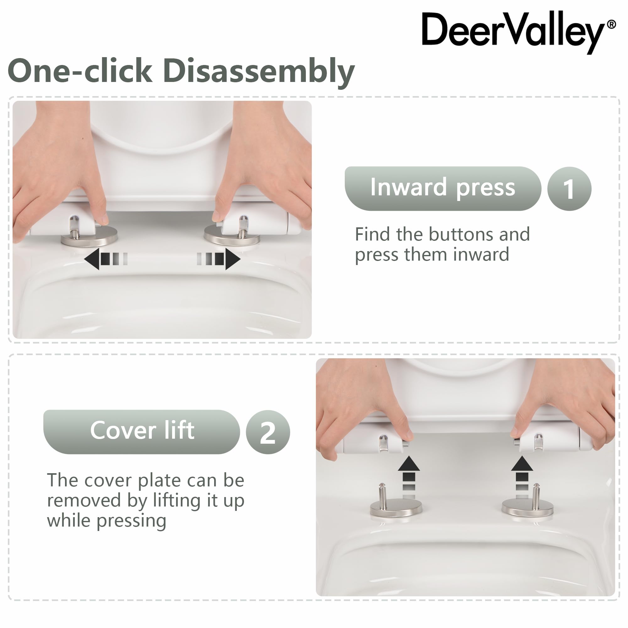 DeerValley Elongated One Piece Toilet with Soft-Close Seat - Dual Flush 1.1/1.6 GPF, 1000g MAP Rating, White Skirted Design, 12